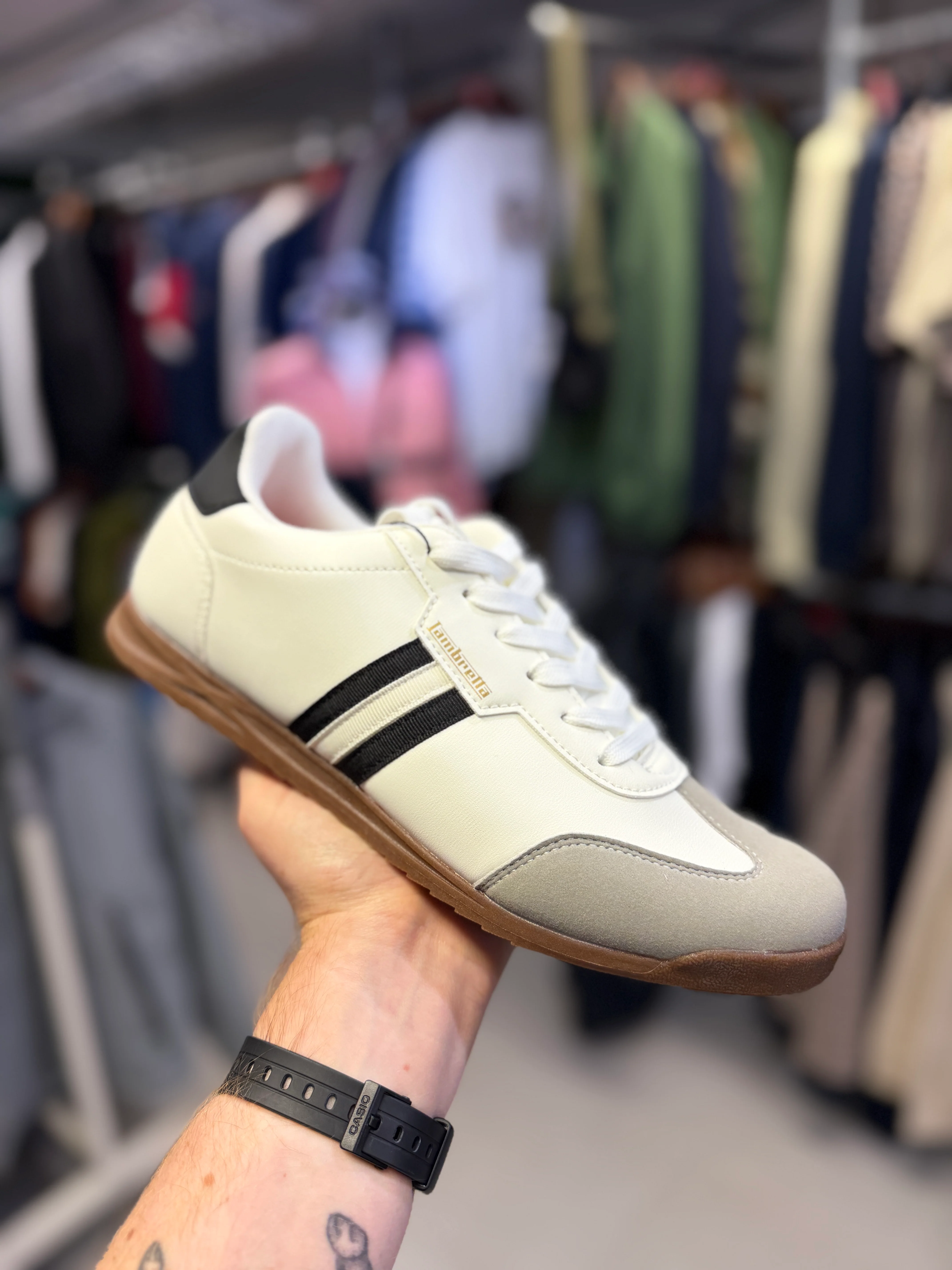 Lambretta Tackle Trainers - White Black