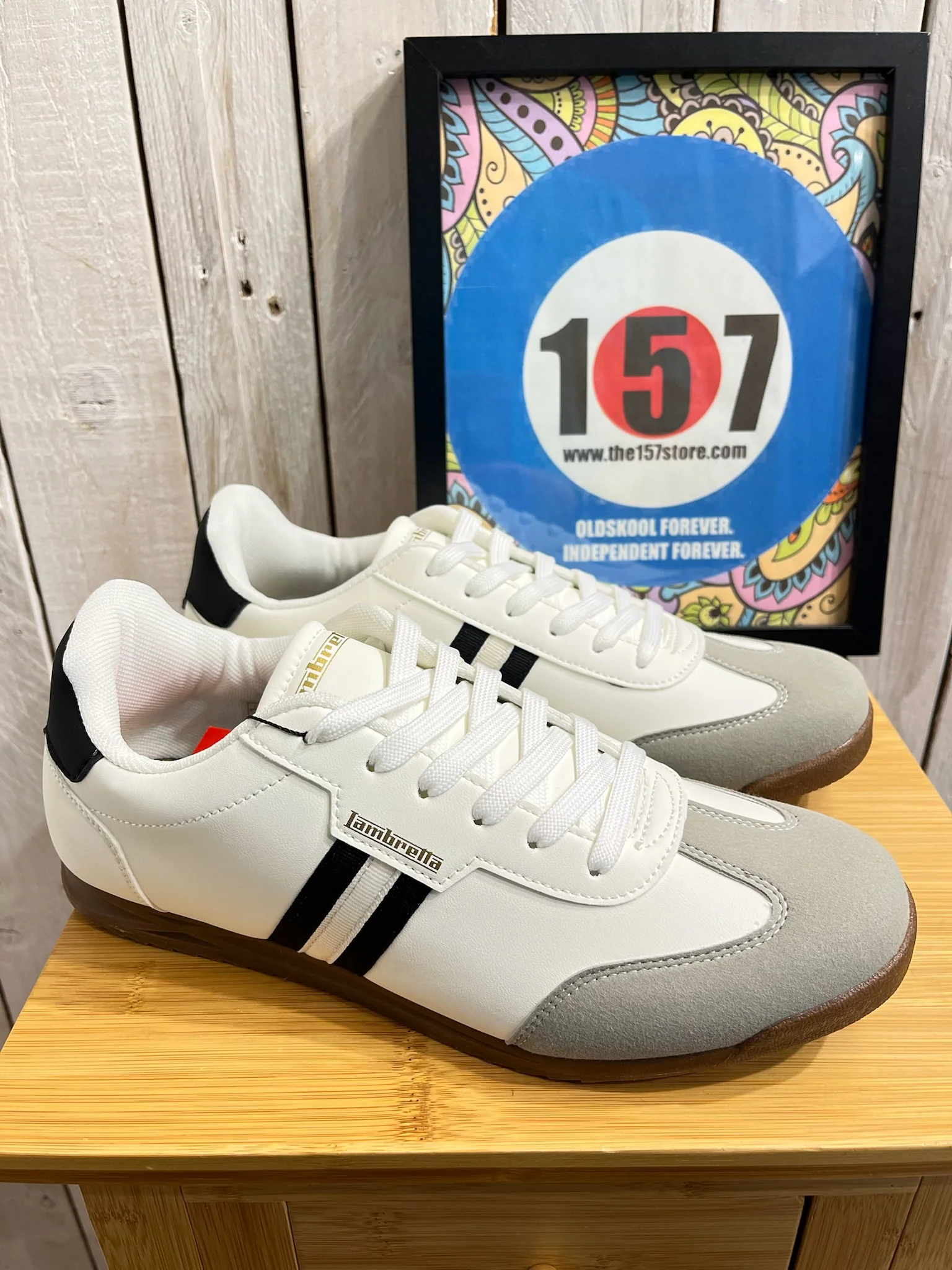 Lambretta Tackle Trainers - White Black - Image 6