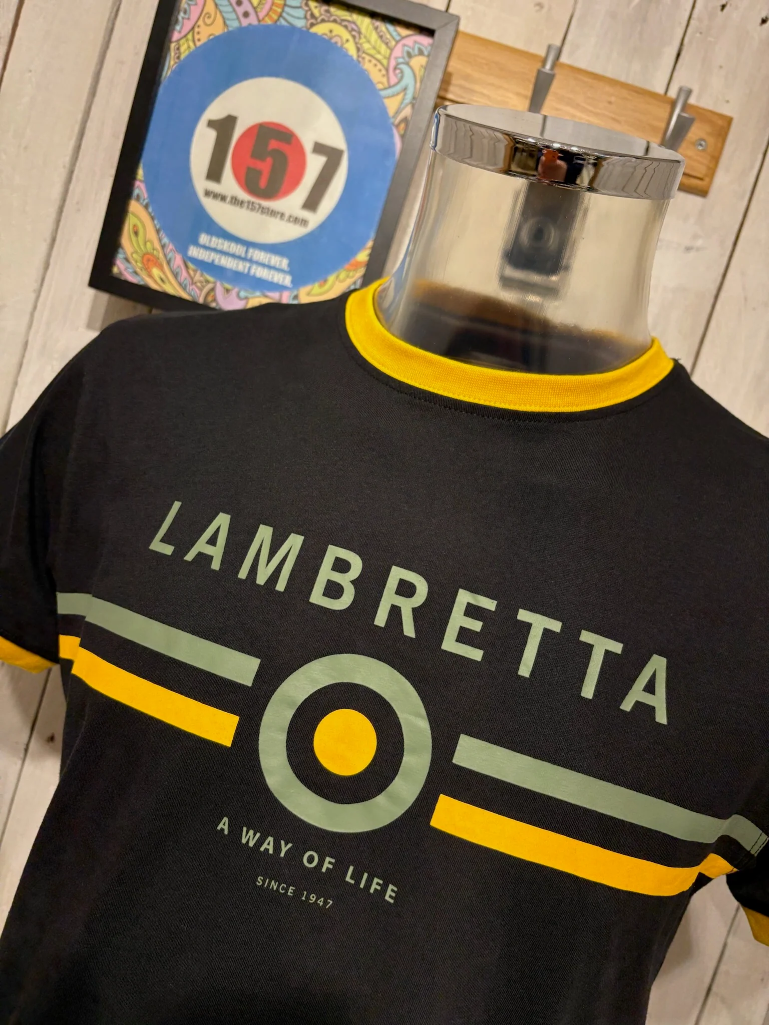 Lambretta Target Ringer Tee - Black/Gold - Image 2