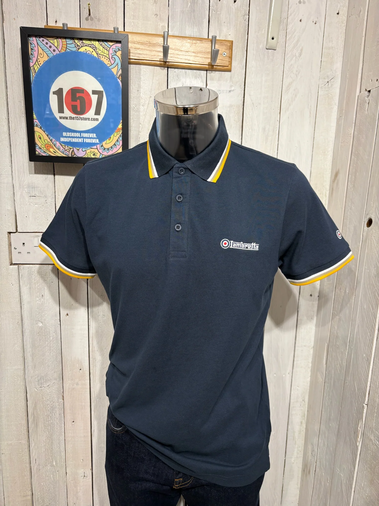 Lambretta Triple Tipped Polo - Navy (White Cashew Gold)