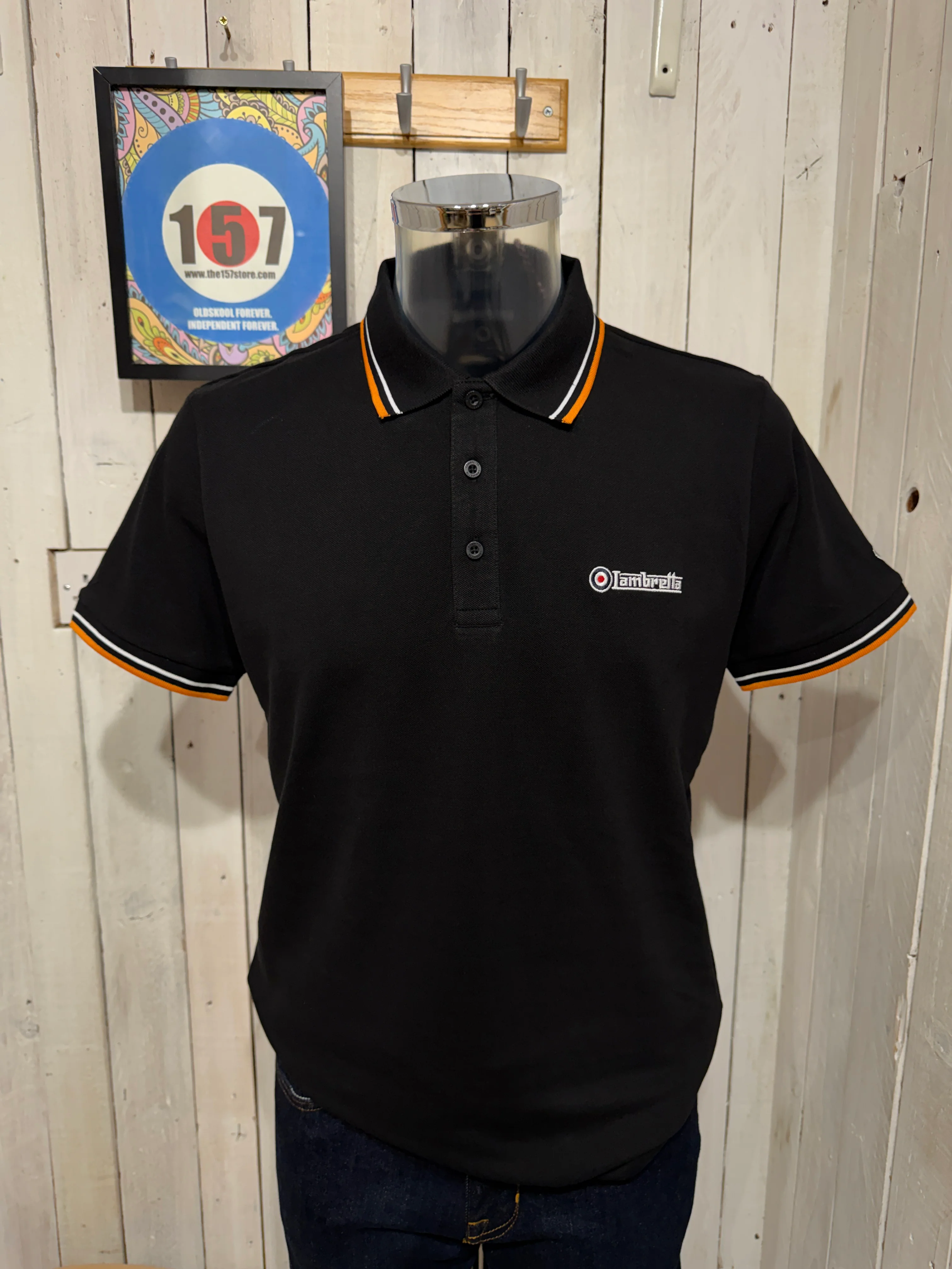 Lambretta Twin Tipped Polo - Black / White / Marmalade