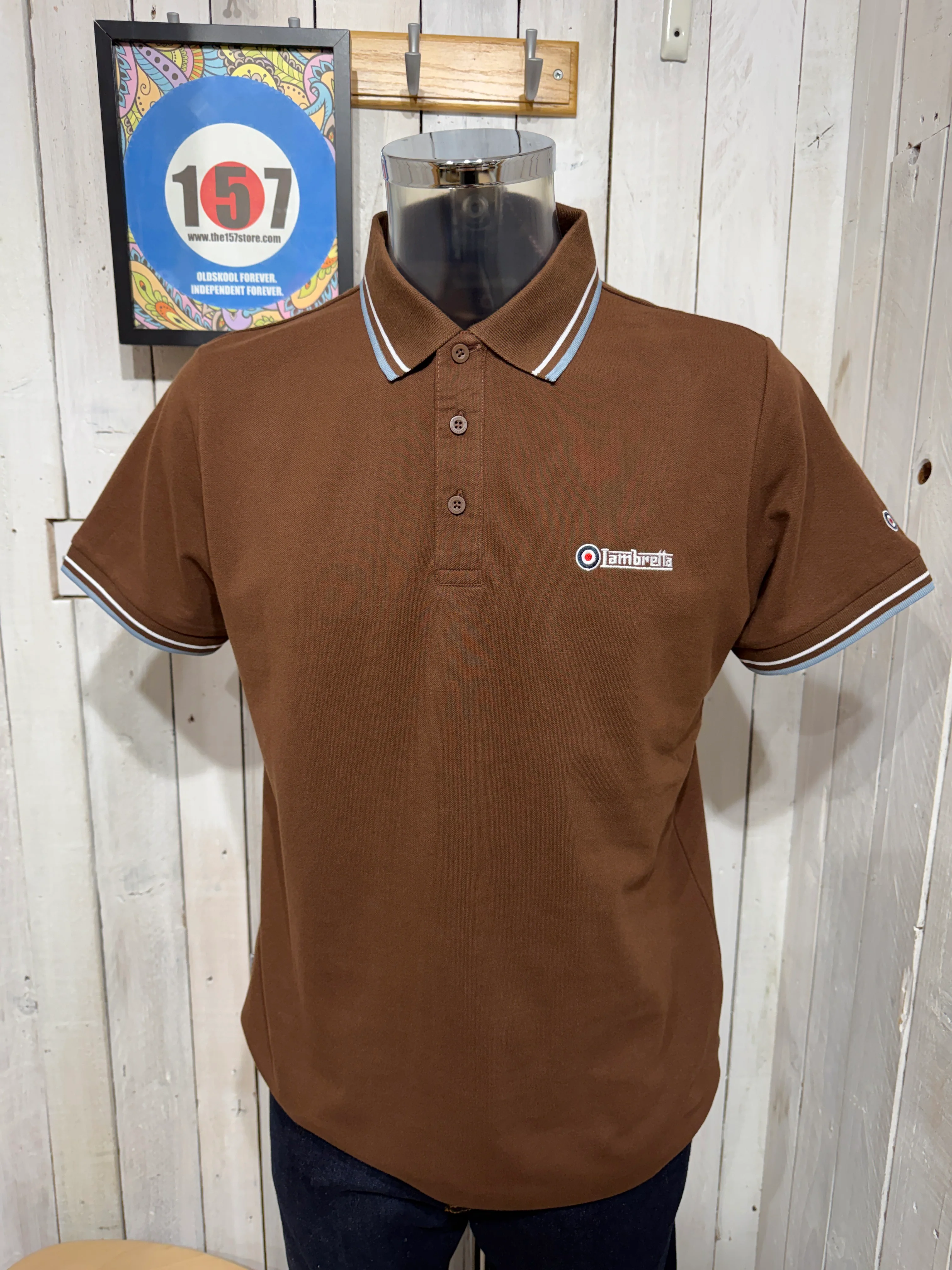 Lambretta Twin Tipped Polo - Brown / White / Angel Falls