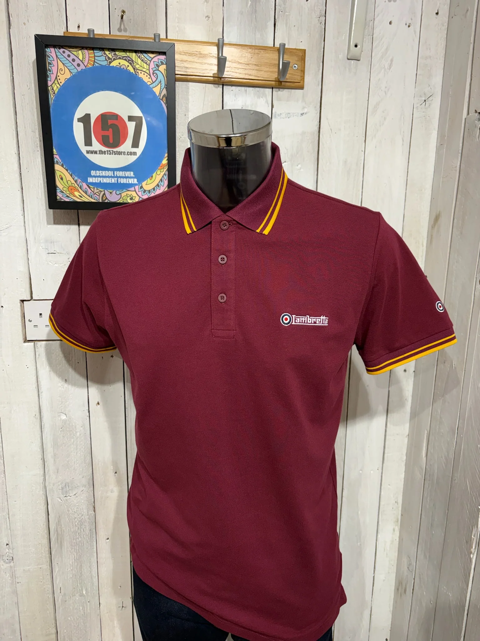 Lambretta Twin Tipped Polo - Burgundy / Gold