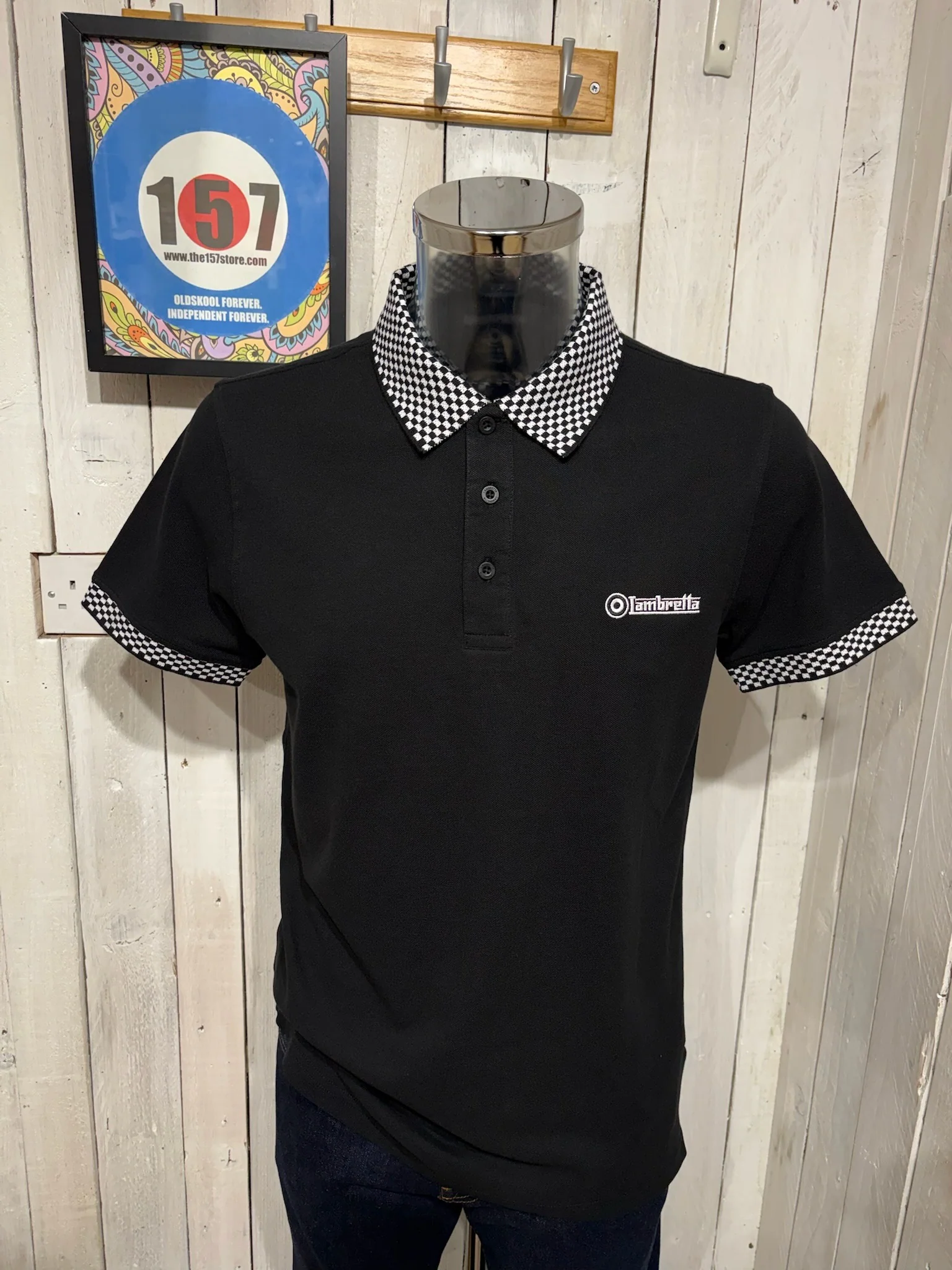 Lambretta Two-Tone Polo - Black - Image 3