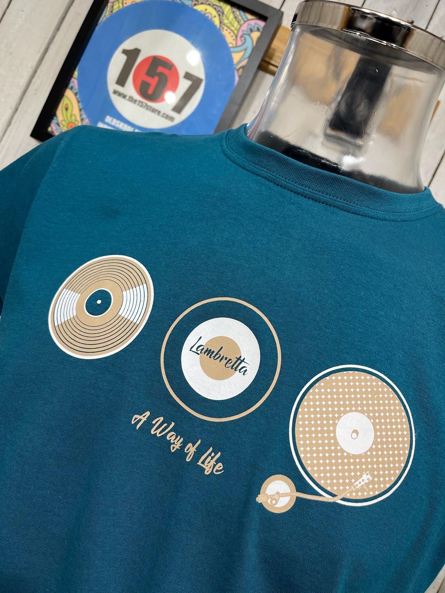 Lambretta Vinyl Record Tee - Gulf Coast Blue - Image 2