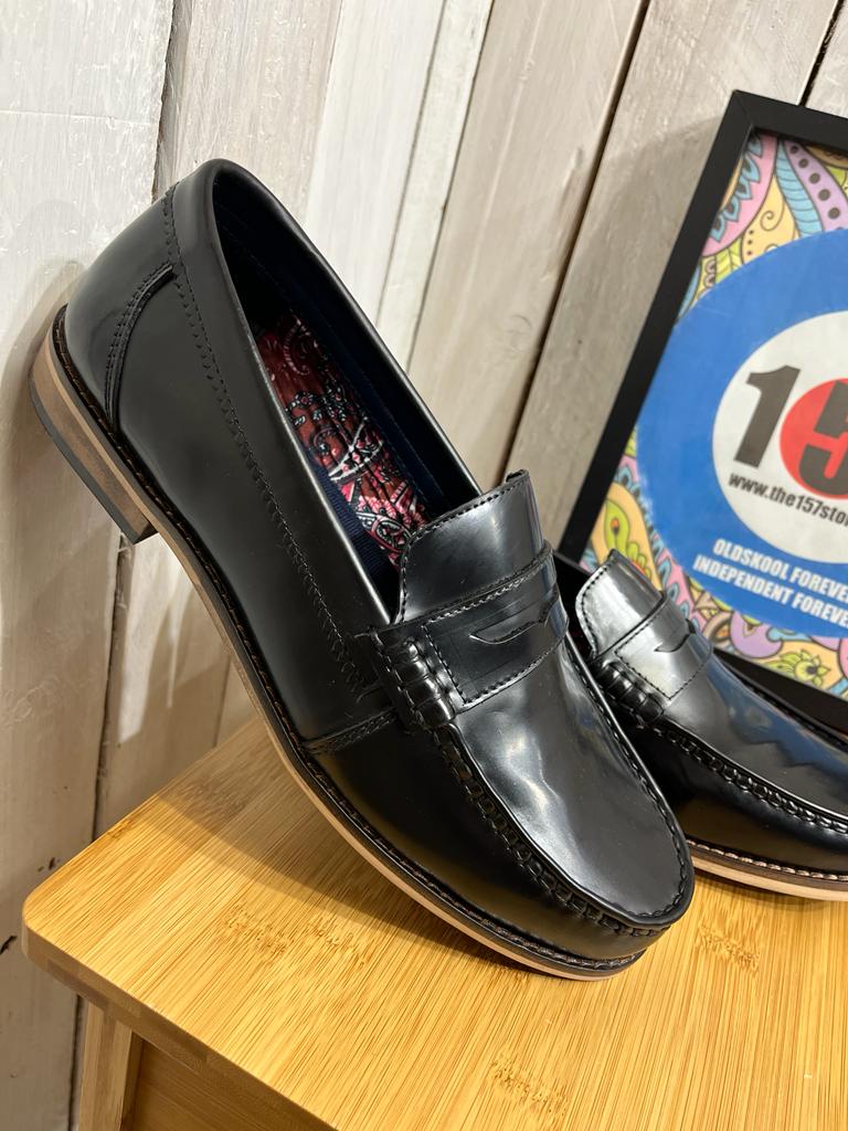 Leather Saddle PENNY Loafers - Black