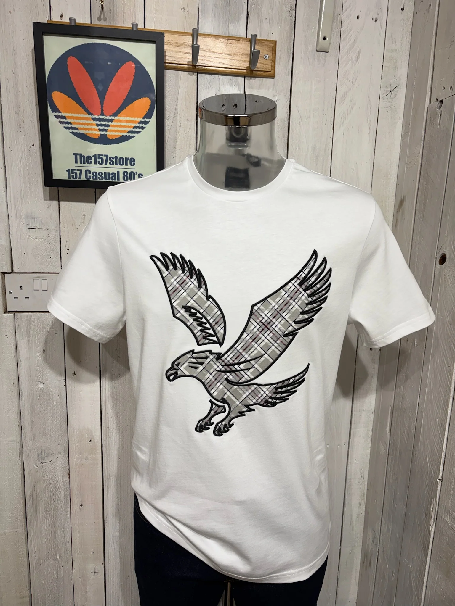 Lyle & Scott Check Eagle Tee - White