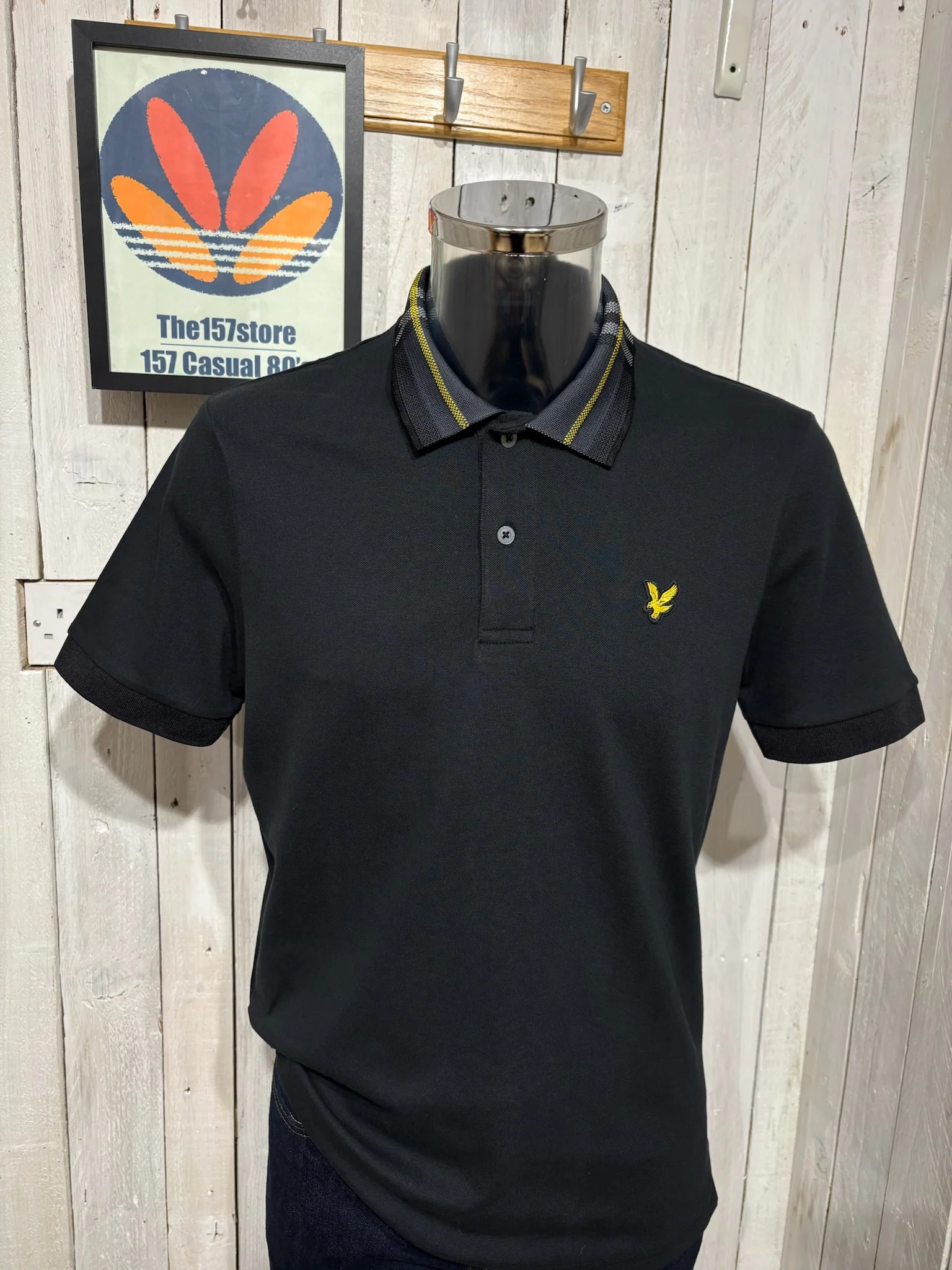 Lyle & Scott Tartan Collar Polo - Jet Black