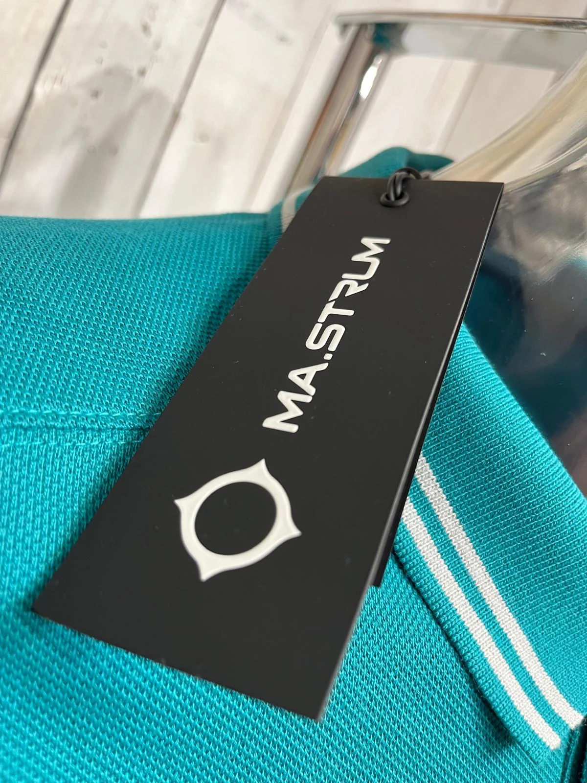 MA. STRUM Long Sleeve Tipped Polo - Lake Blue - Image 3