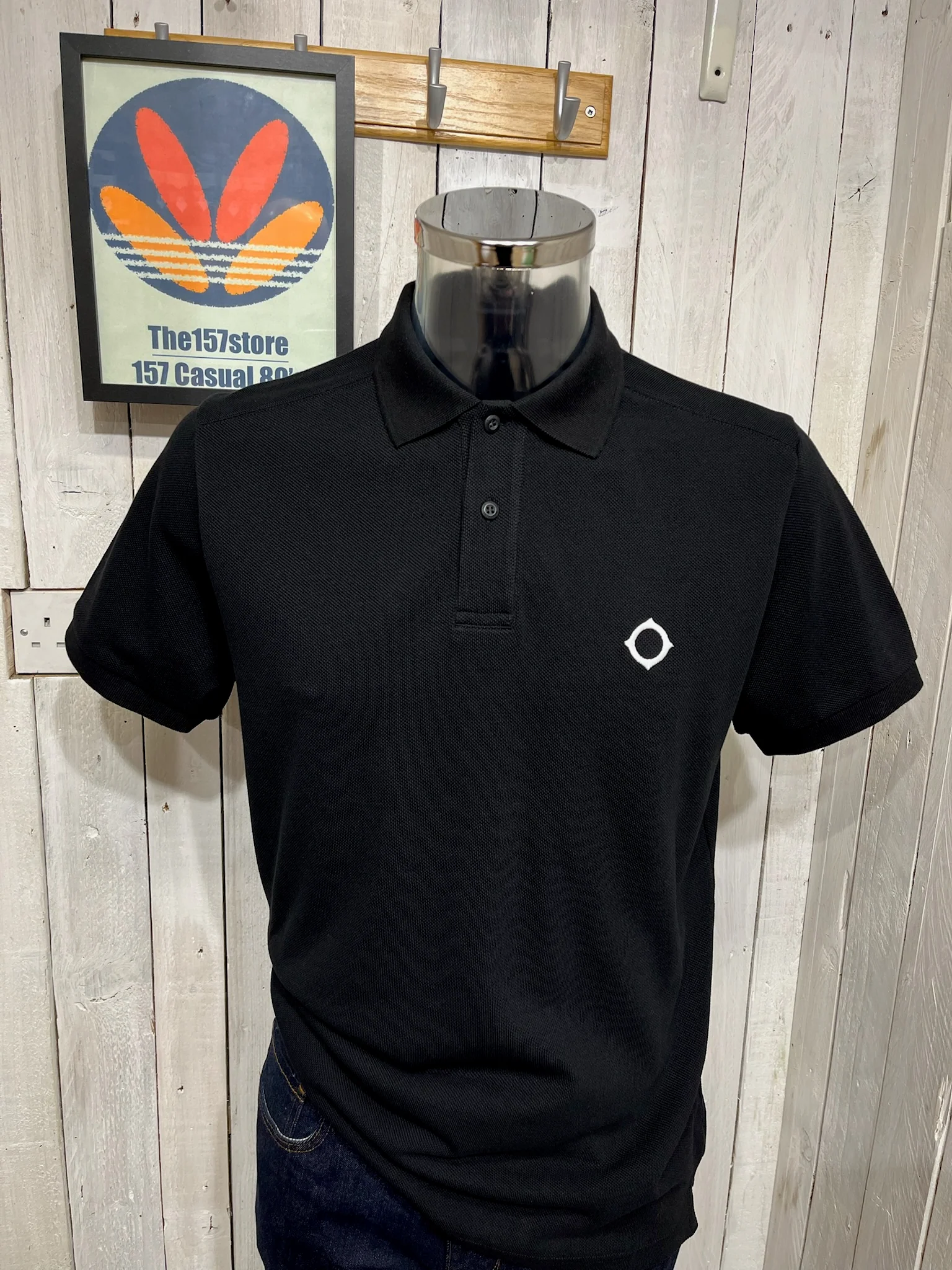MA. STRUM Short Sleeve Pique Polo - Jet Black
