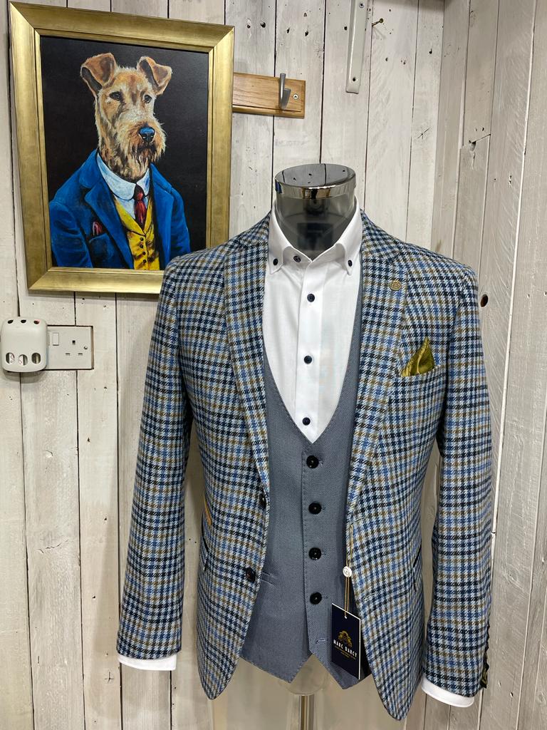 Marc Darcy Weave Waistcoat - Blue Grey - Image 6