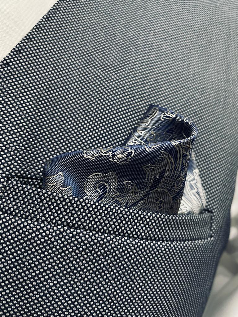 Marc Darcy Weave Waistcoat - Blue Grey - Image 7