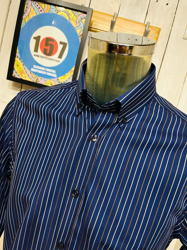 Oliver Harding Pinstripe Shirt - Navy - Image 3