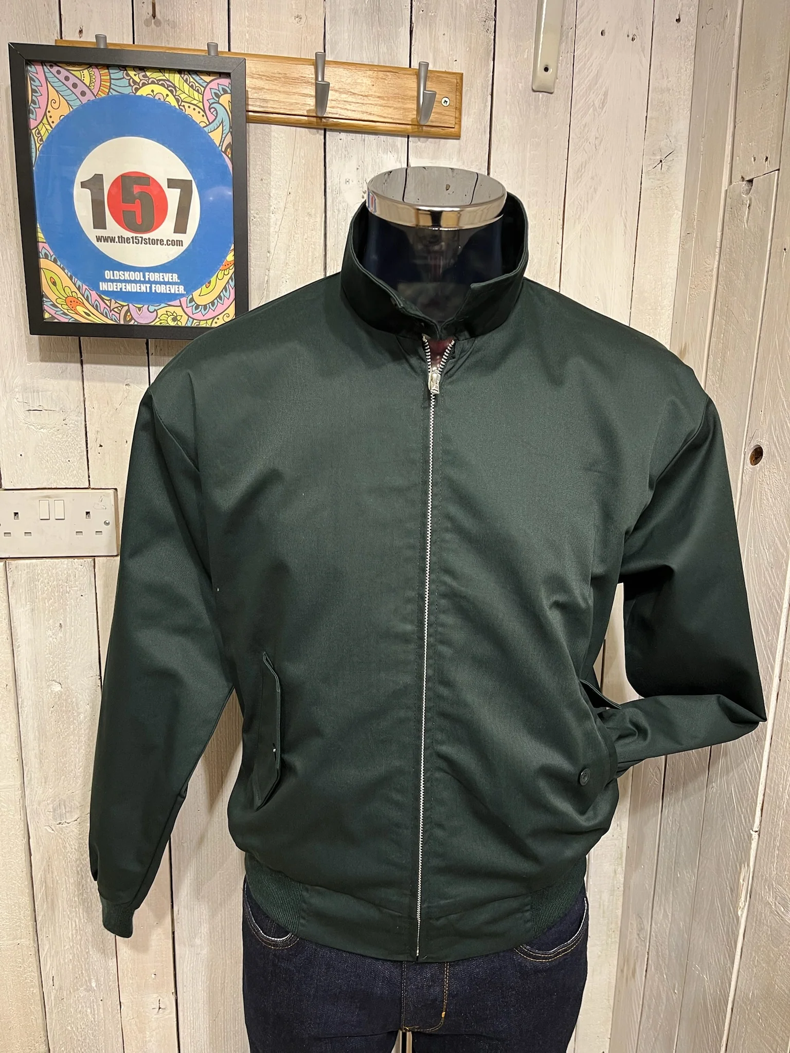 Original 70s Style Harrington Jacket - Bottle Green - Image 3