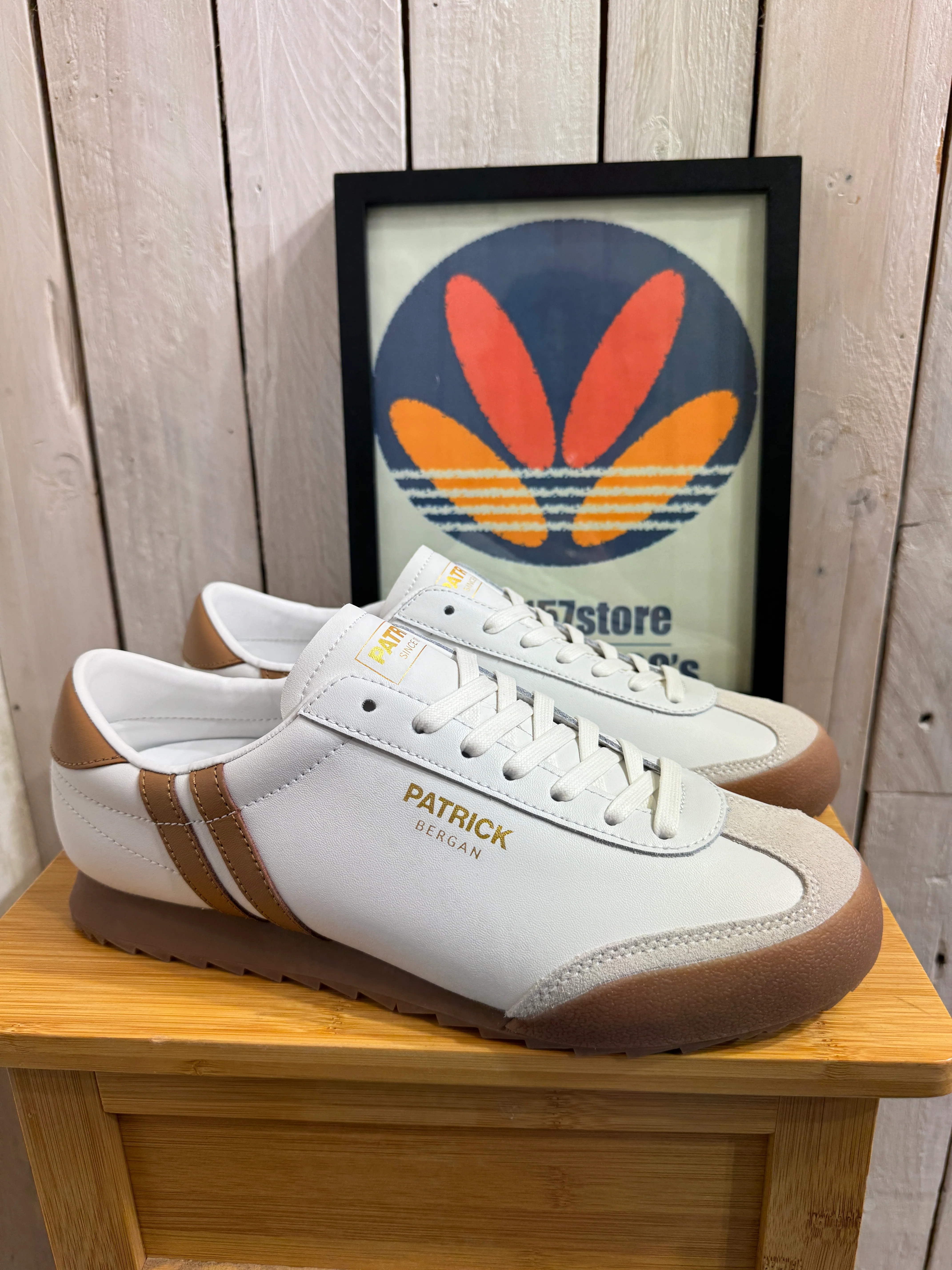 Patrick Bergan Leather Trainers - White Tan