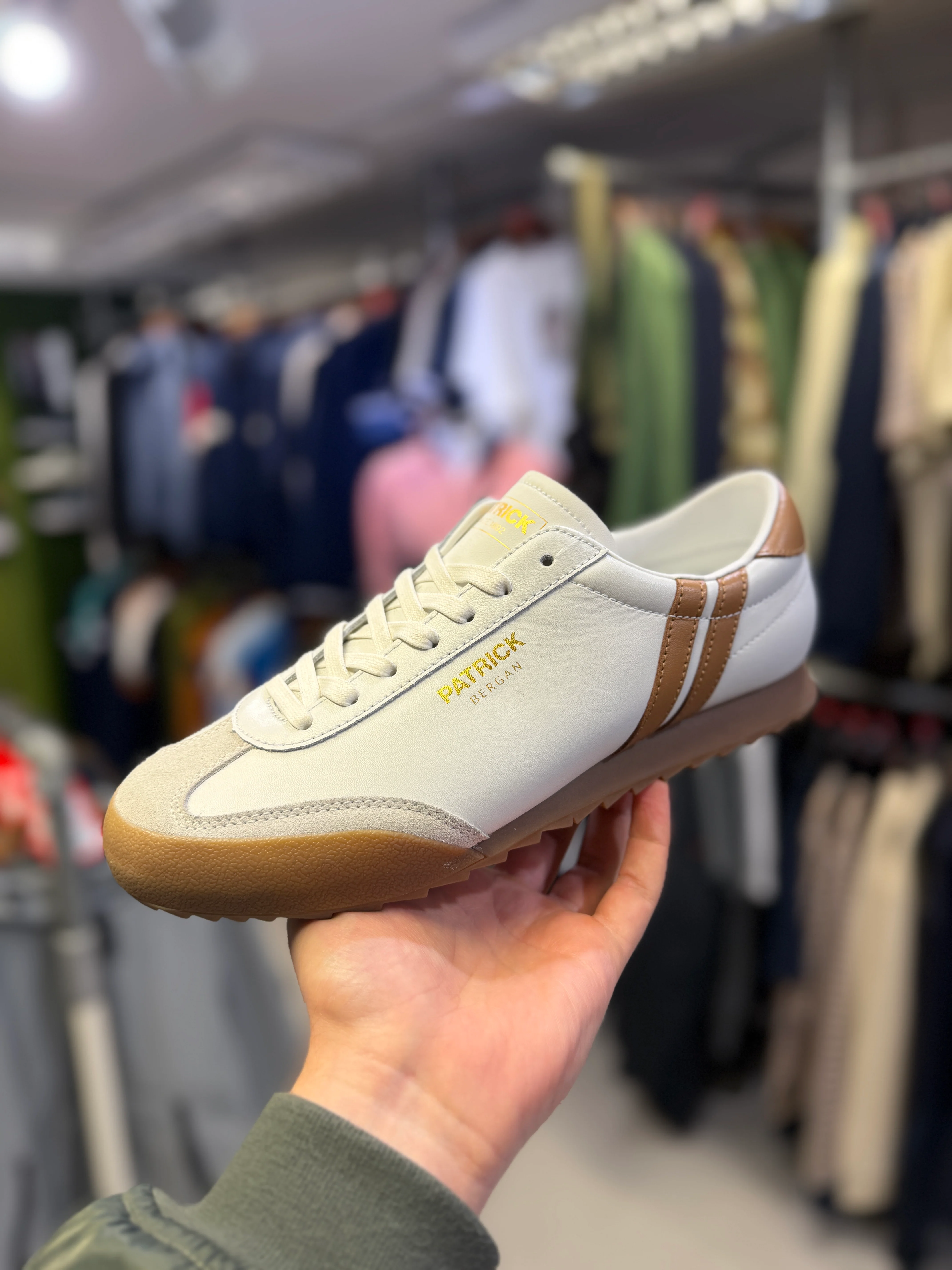 Patrick Bergan Leather Trainers - White Tan - Image 2