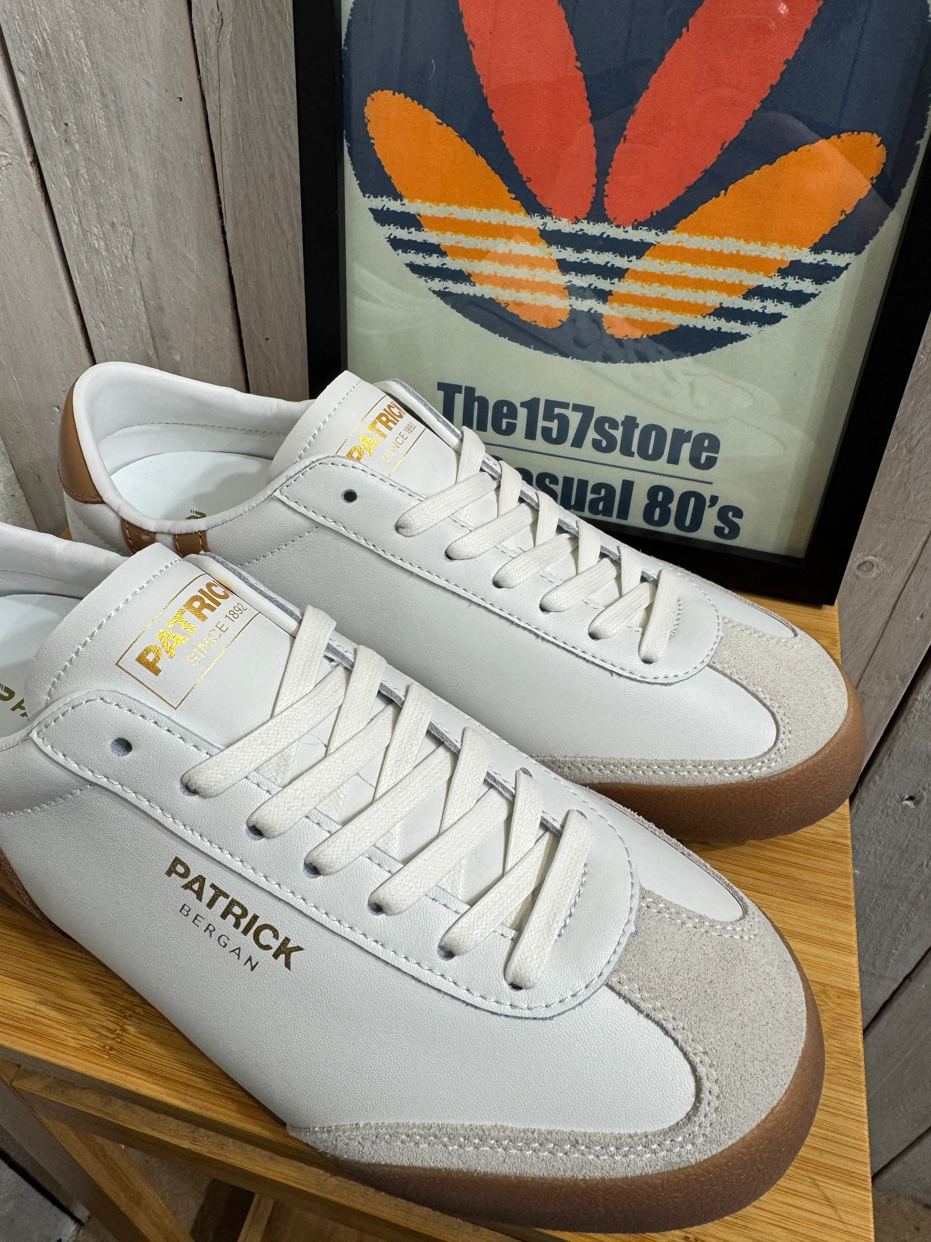 Patrick Bergan Leather Trainers - White Tan - Image 5