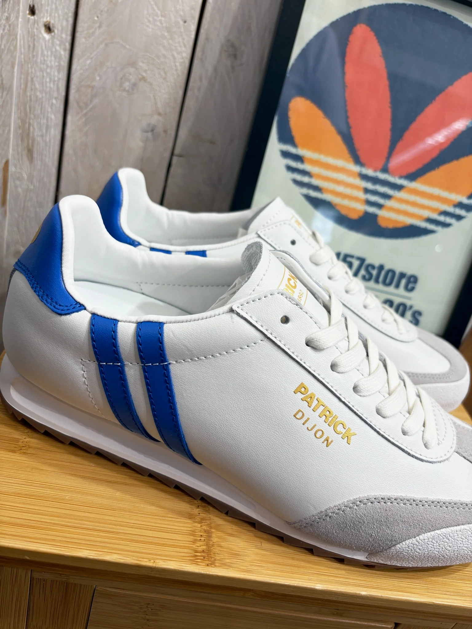 Patrick Dijon Leather Trainers - White / Blue - Image 3