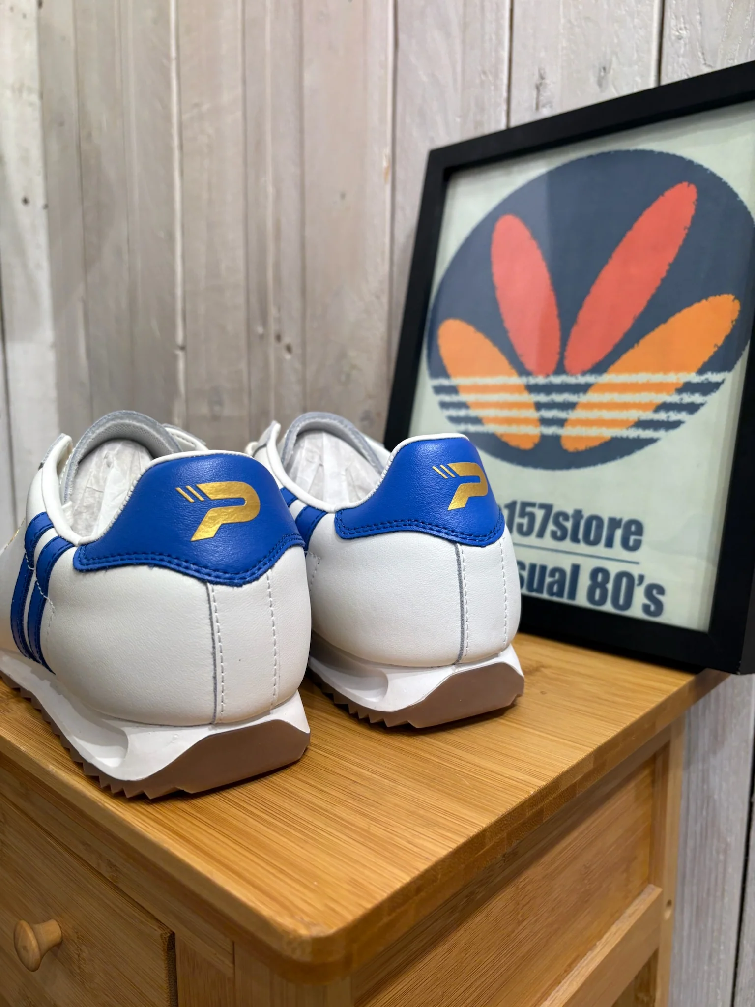 Patrick Dijon Leather Trainers - White / Blue - Image 4