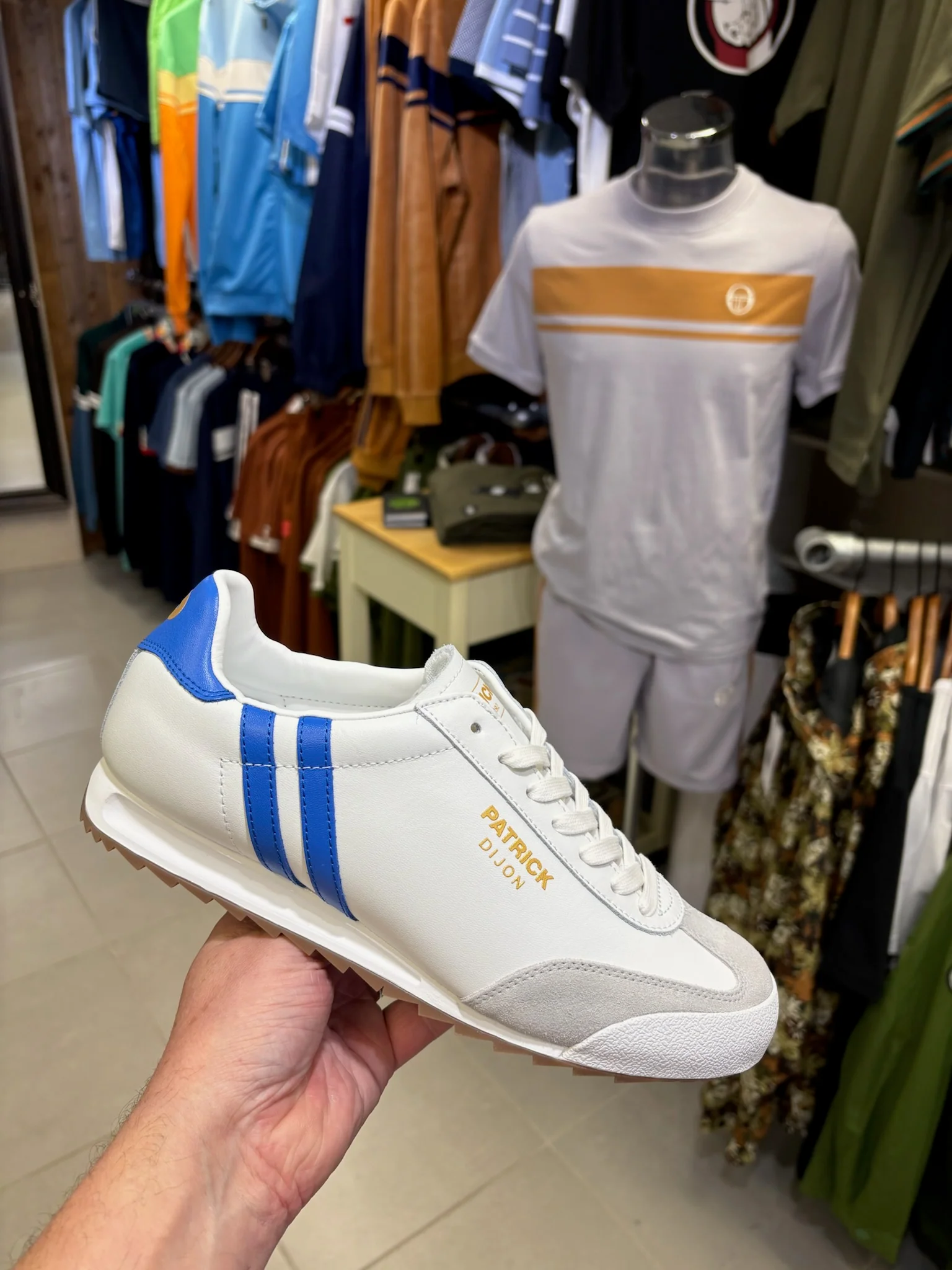 Patrick Dijon Leather Trainers - White / Blue - Image 5