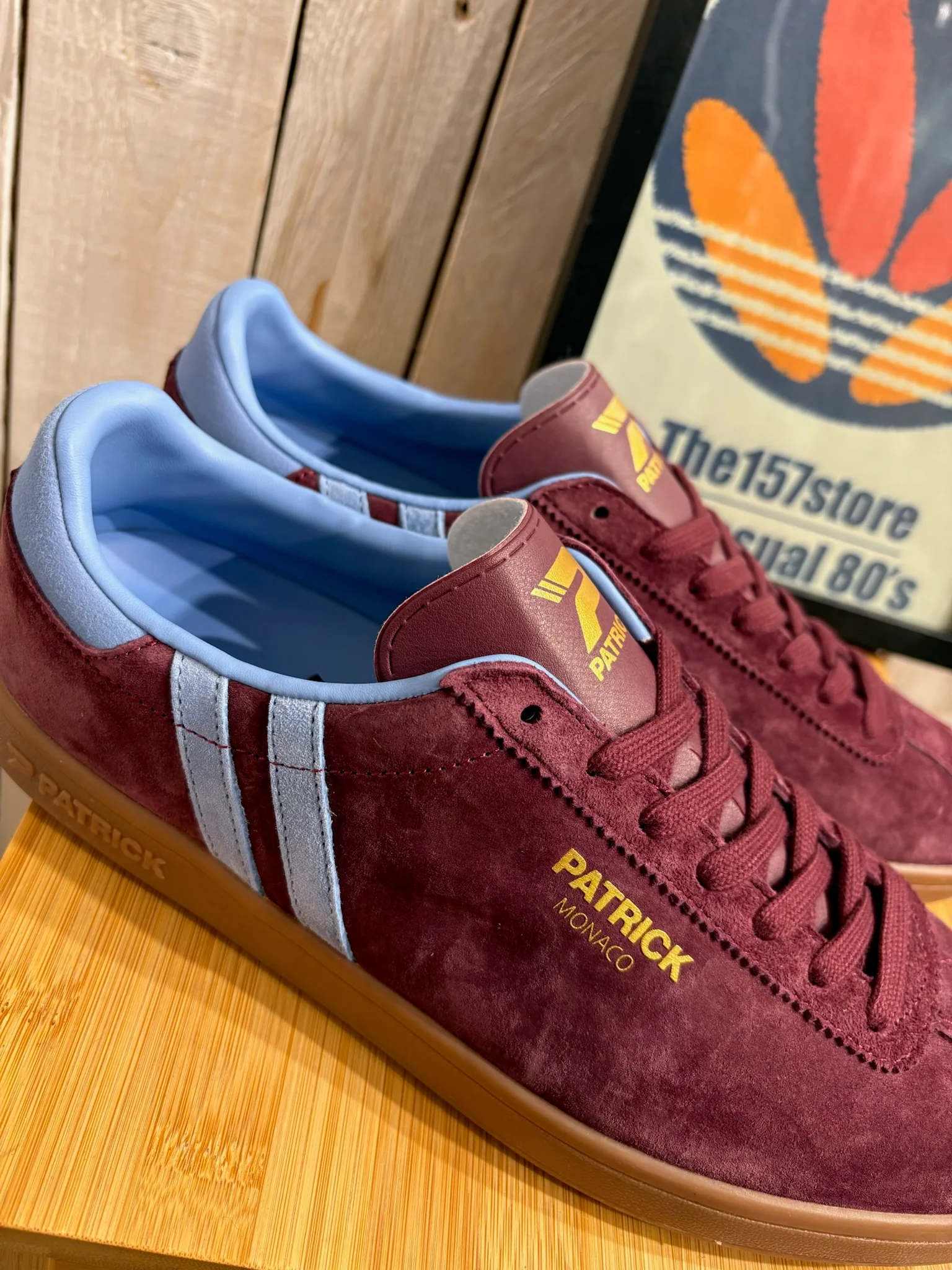 Patrick Monaco Cupsole Trainers - Burgundy / Sky 726 - Image 3