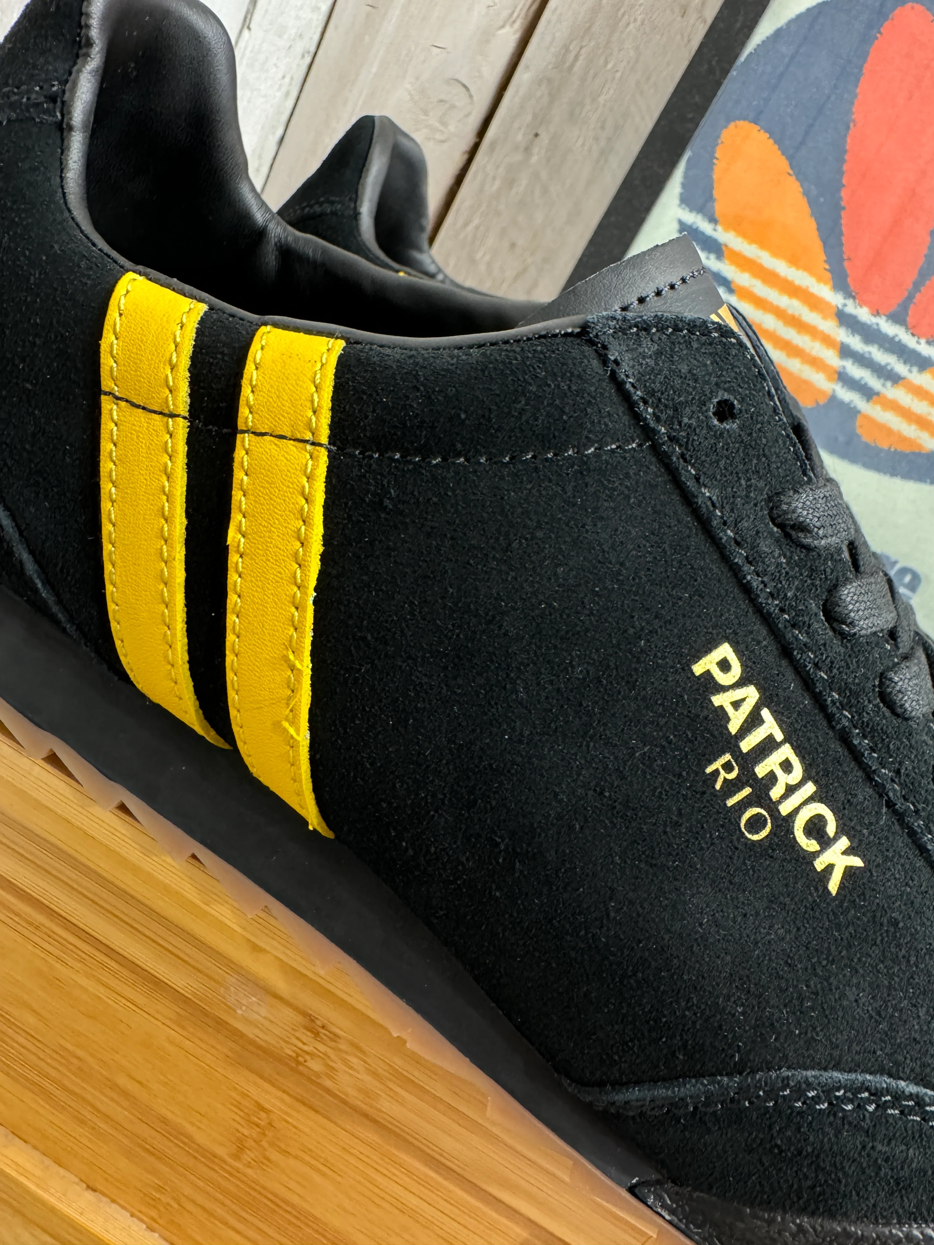 Patrick New Rio Suede Trainers - Black / Yellow - Image 3