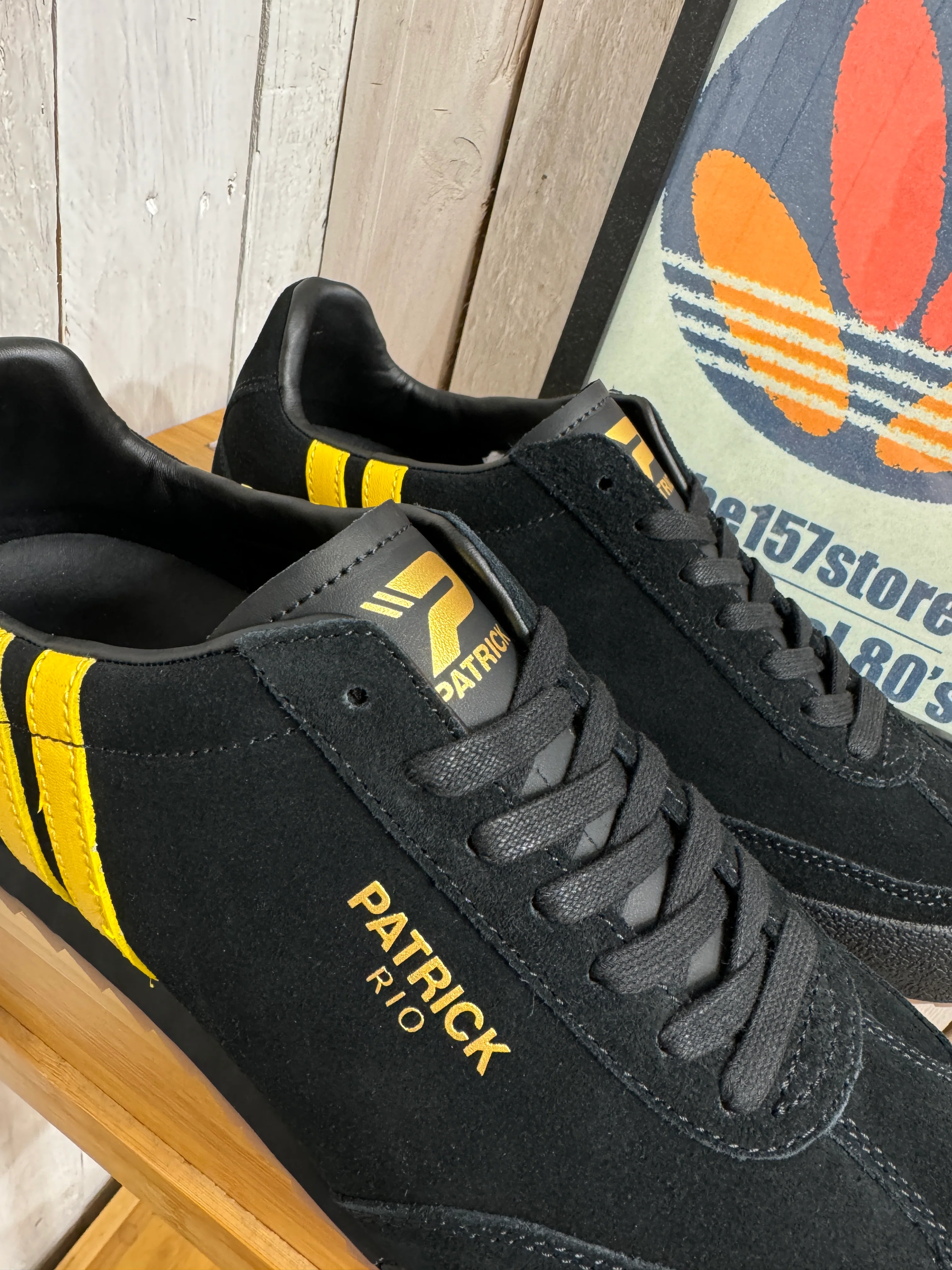 Patrick New Rio Suede Trainers - Black / Yellow - Image 4