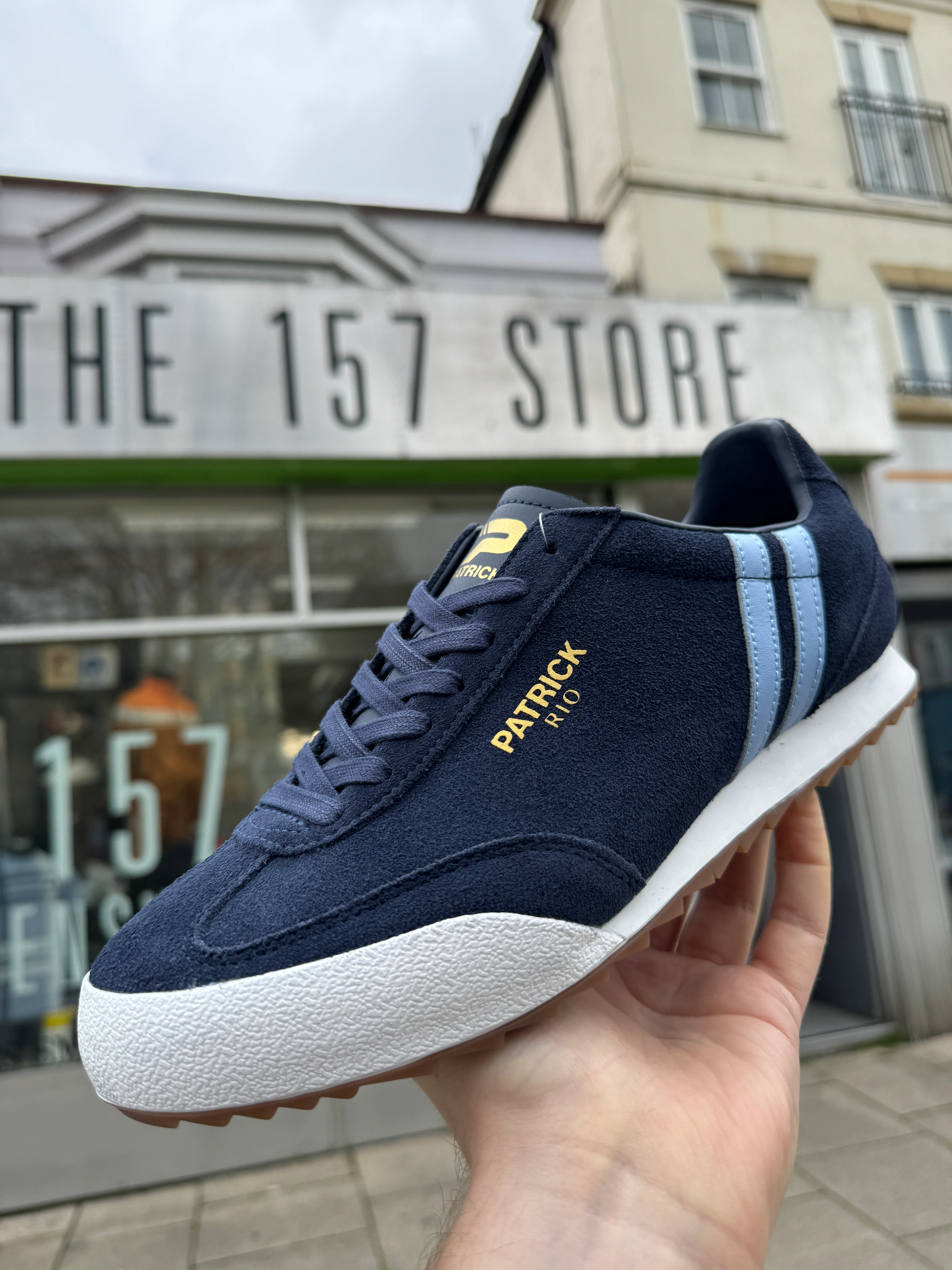 Patrick Rio Suede Trainers - Navy Sky Blue 385 - Image 2