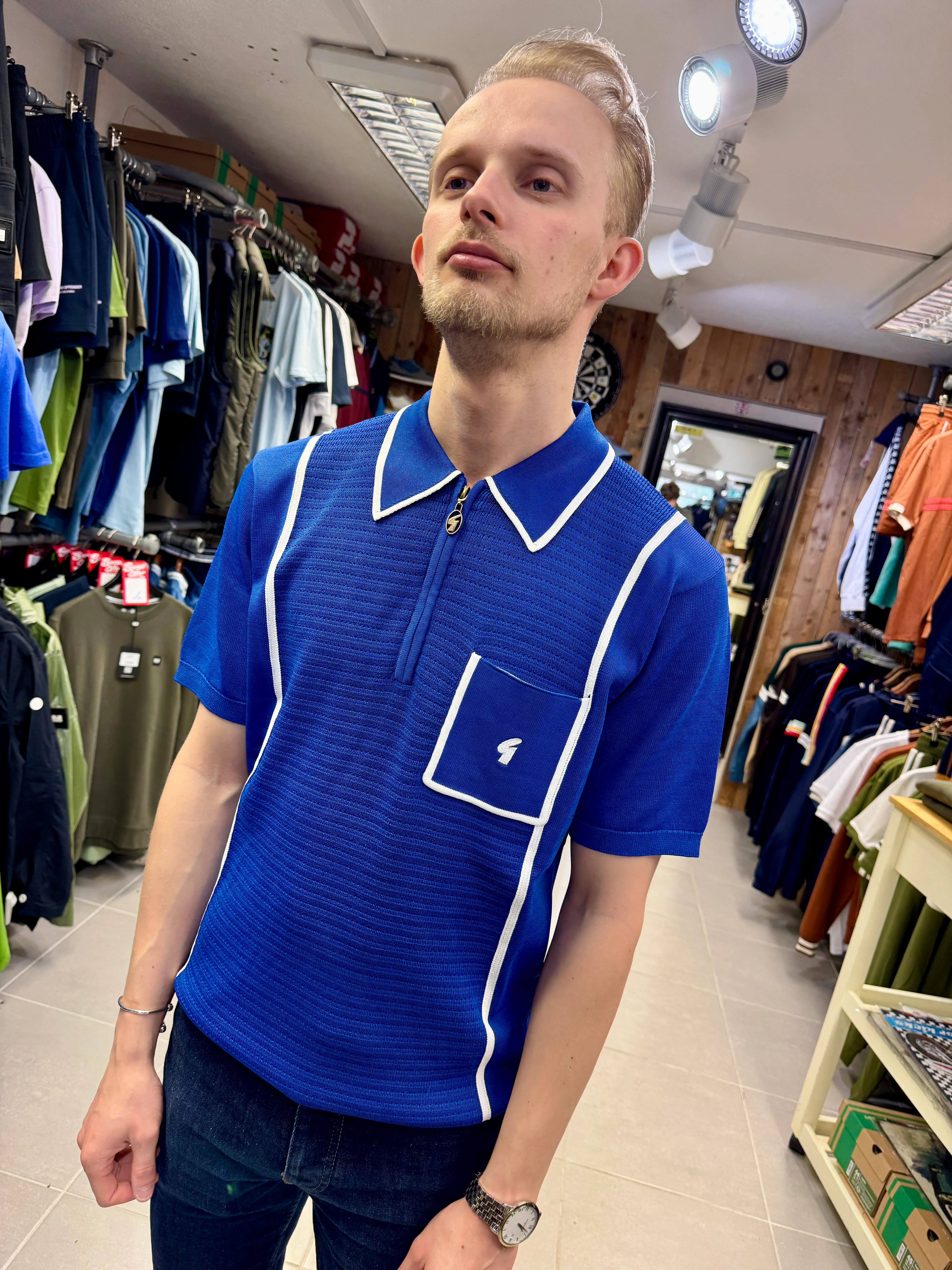 Gabicci Archive Re-Issue Alfeo Knit - Sapphire - IN STOCK NOW - Image 2