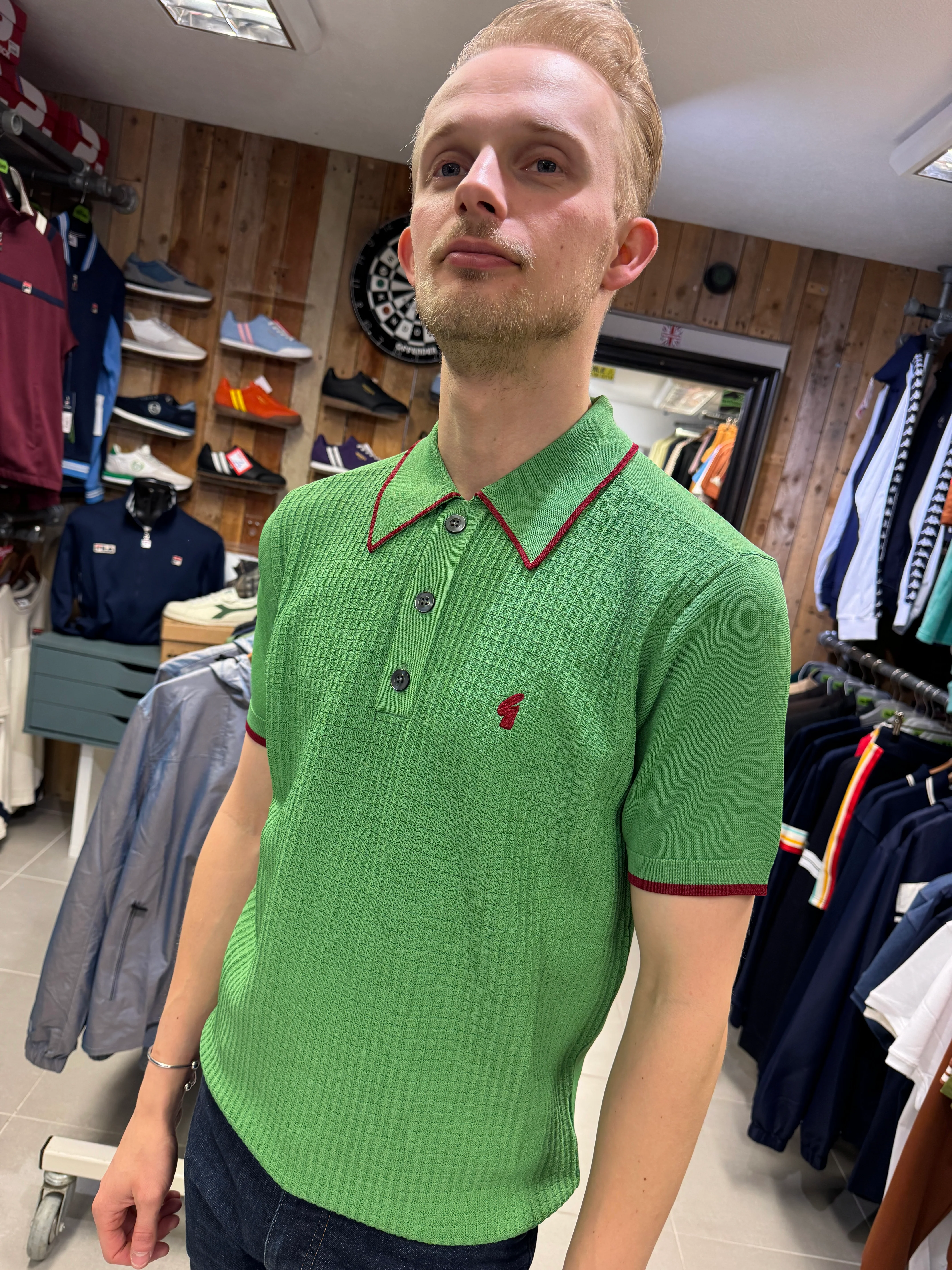 Gabicci Archive Re-Issue Malcolm Knit - Verde - IN STOCK NOW - Image 4
