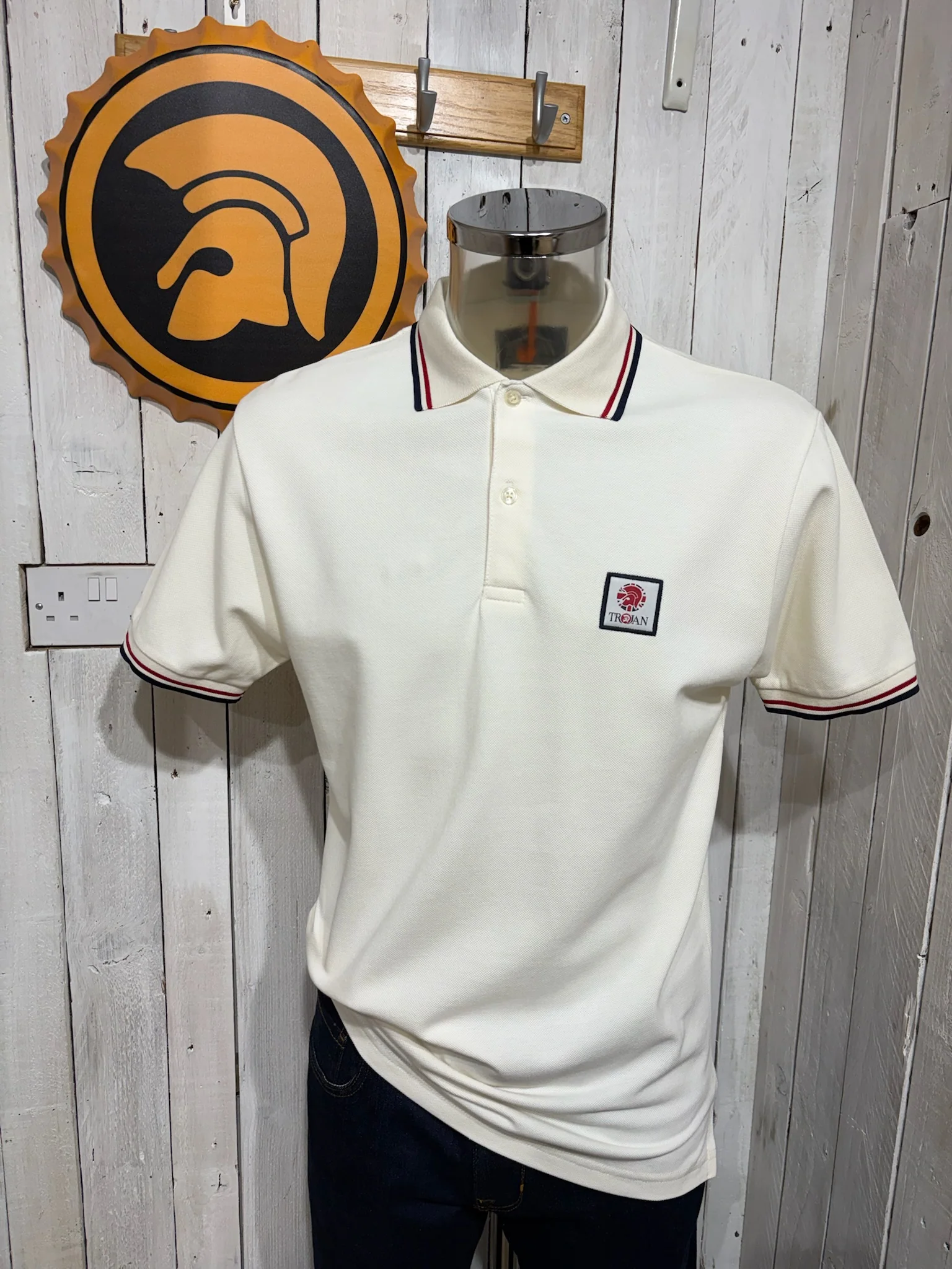 Trojan Tipped Polo - White (UNION JACK)