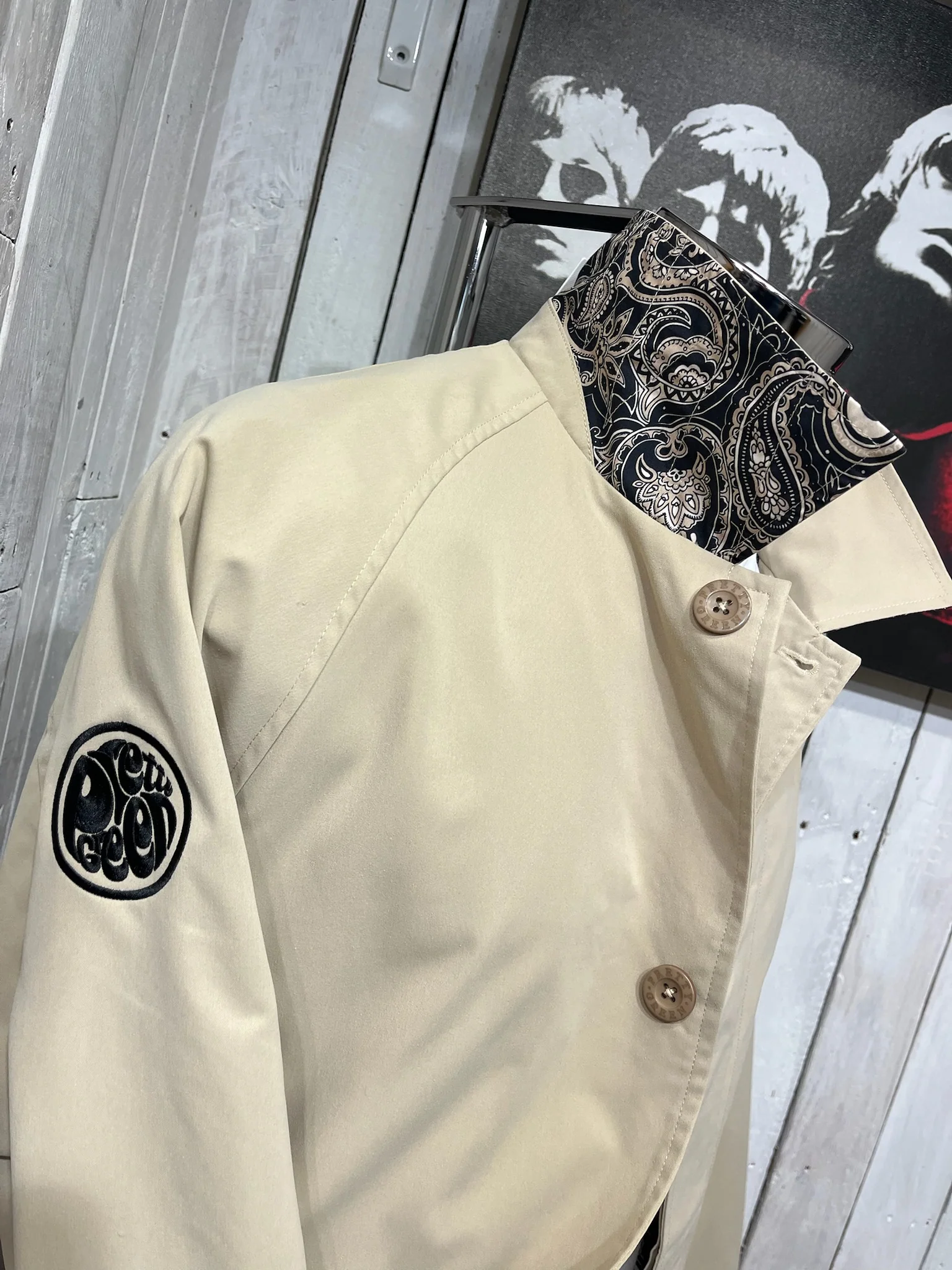 Pretty Green Didsbury Paisley Lined Mac - Sand - Image 2