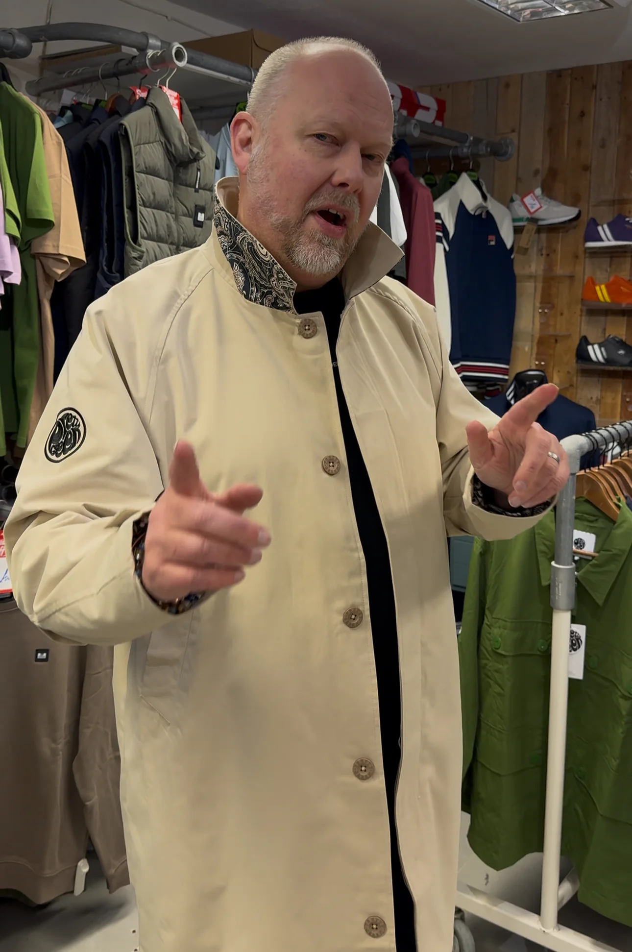 Pretty Green Didsbury Paisley Lined Mac - Sand - Image 3