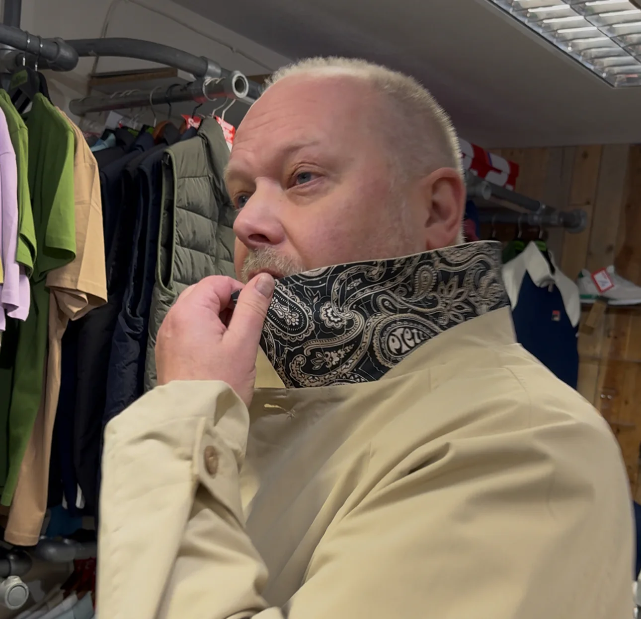 Pretty Green Didsbury Paisley Lined Mac - Sand - Image 5