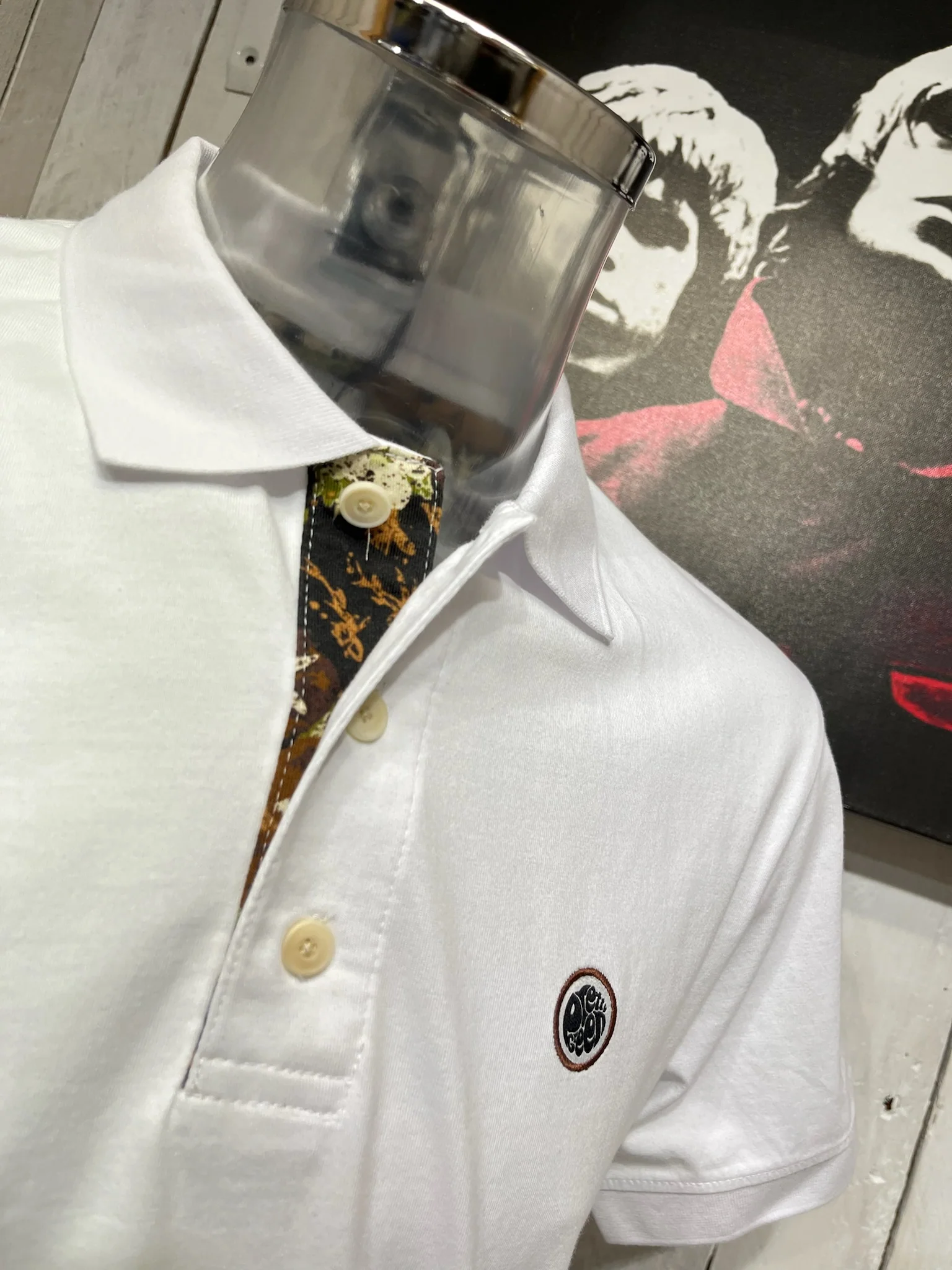 Pretty Green Floral Placket Polo - White - Image 2