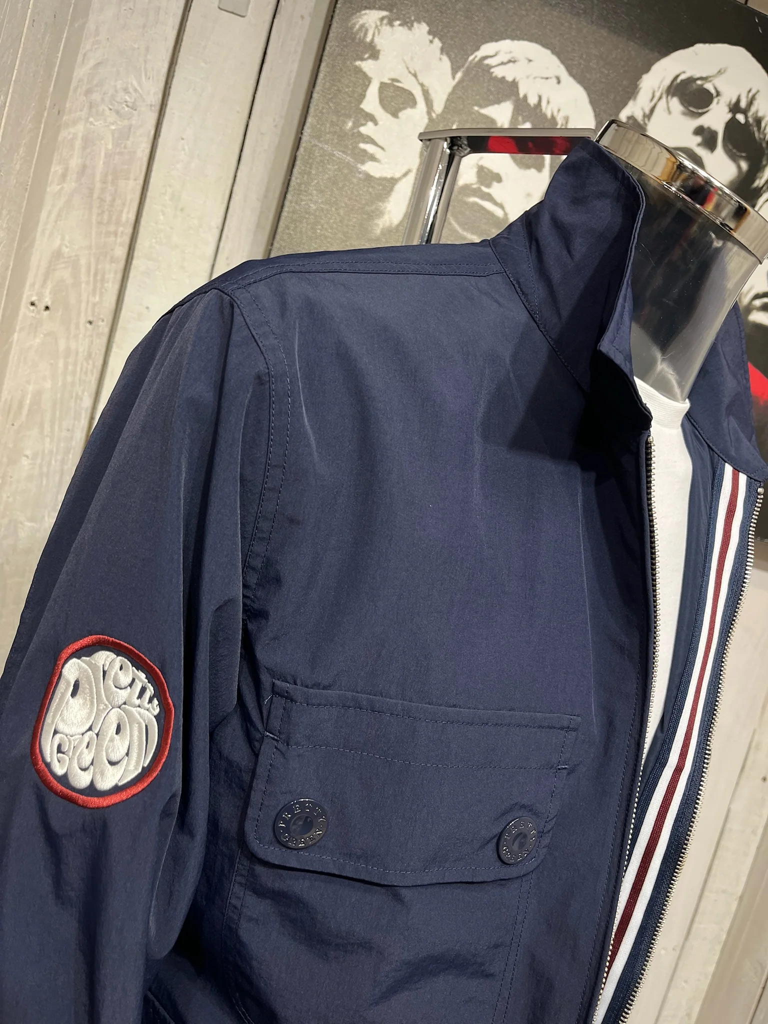 Pretty Green Live Forever Overshirt - Navy (Red + White Trims) - Image 3