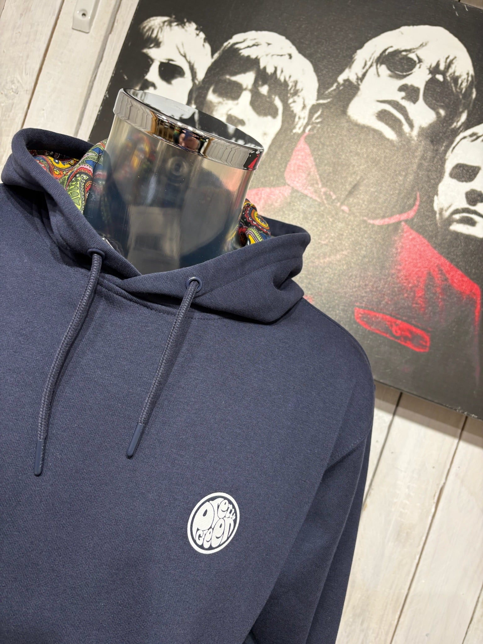 Pretty Green Paisley Detail Hoodie - Navy - Image 3