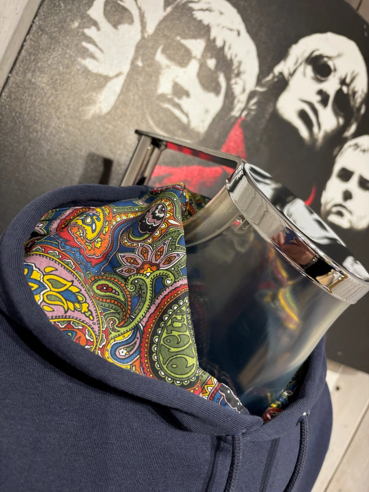 Pretty Green Paisley Detail Hoodie - Navy - Image 4