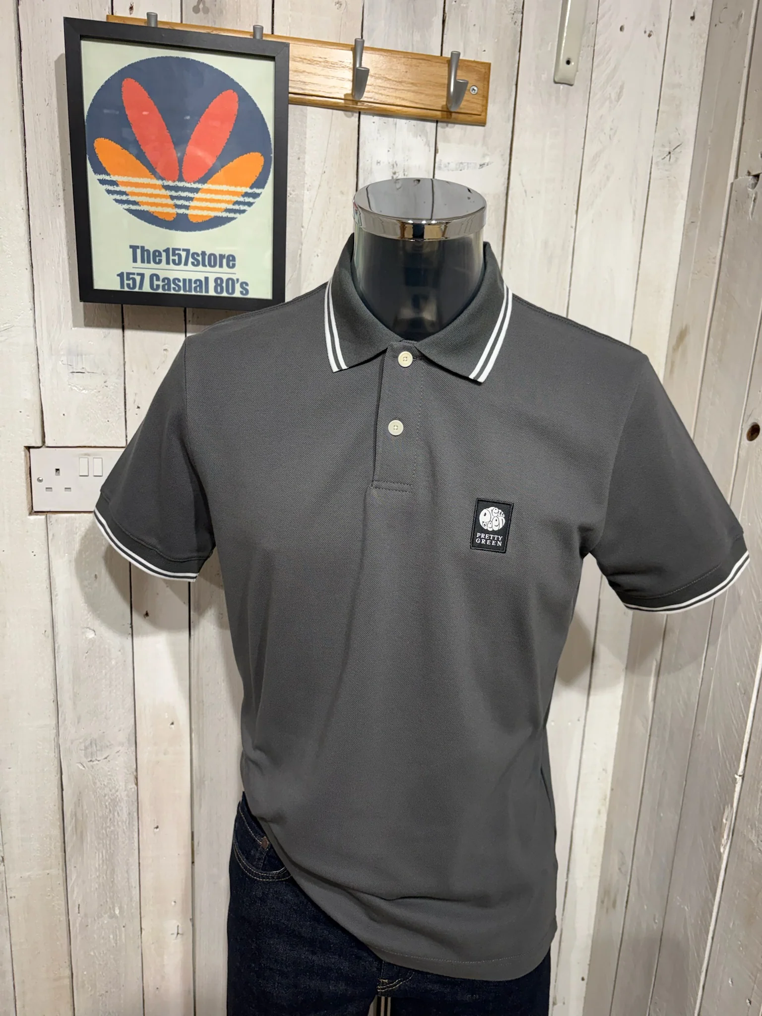 Pretty Green Rayner Tipped Polo - CHARCOAL
