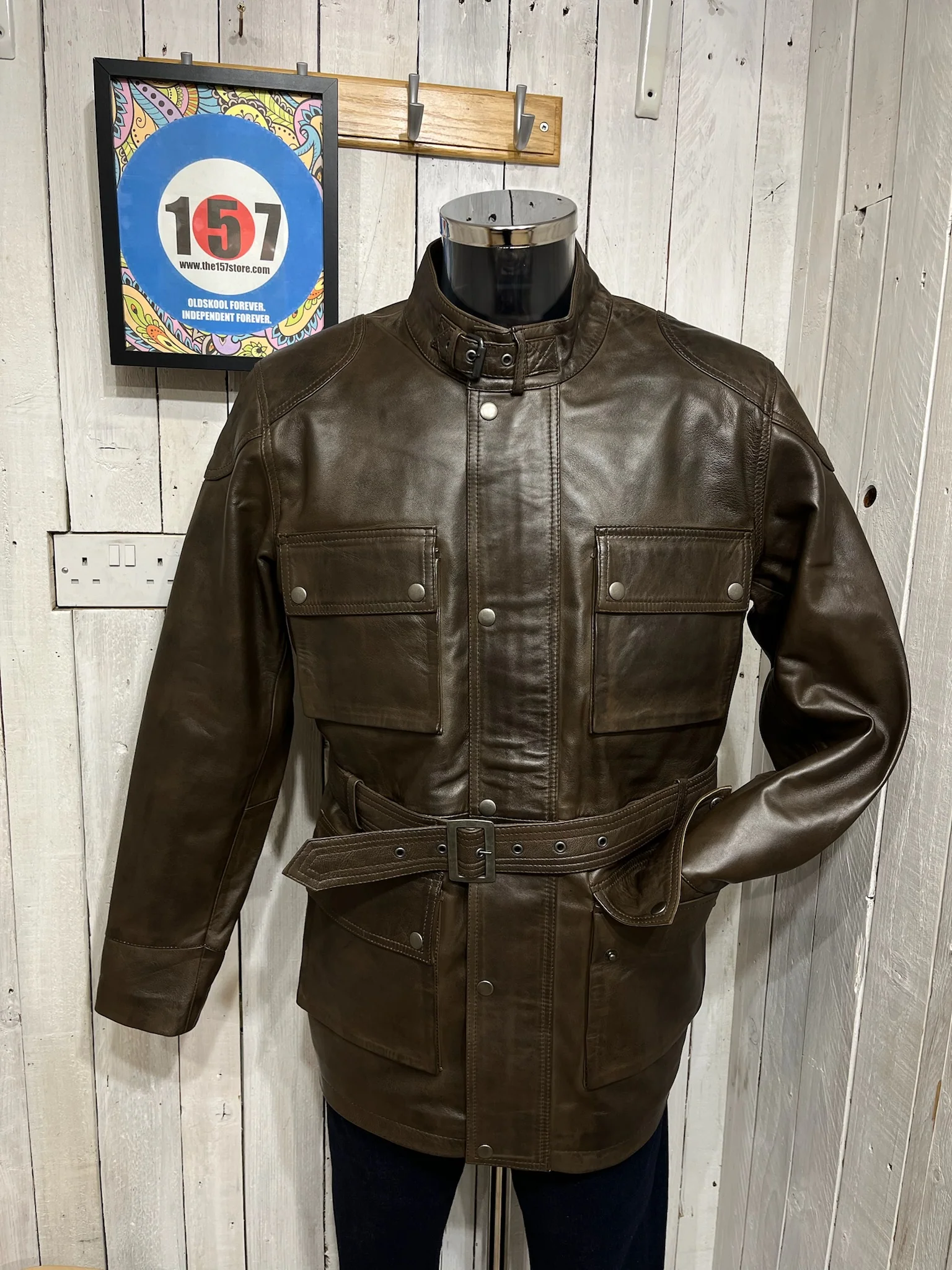 Real Hoxton Hunter Leather Jacket - Brown - Image 2