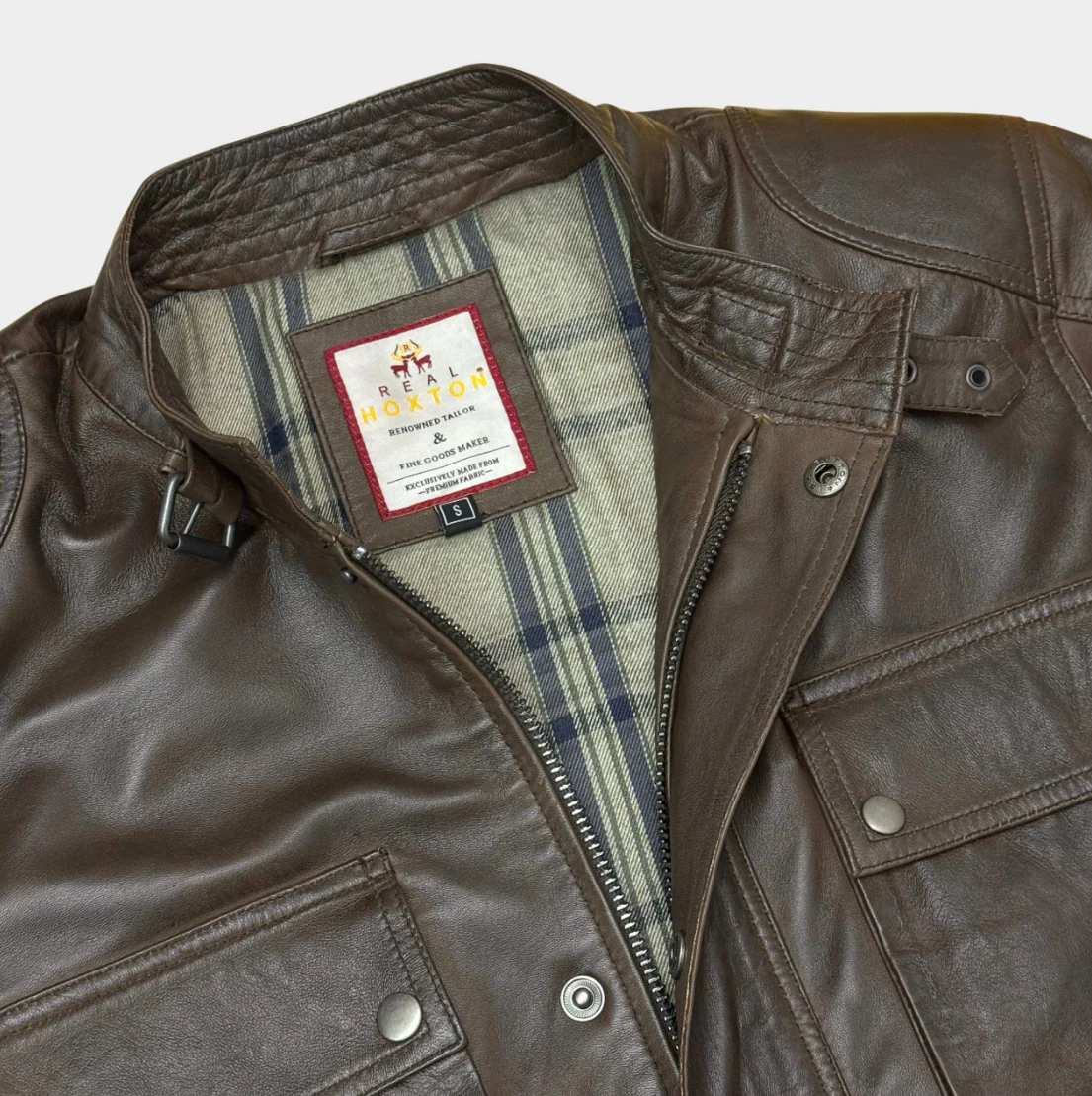 Real Hoxton Hunter Leather Jacket - Brown - Image 7