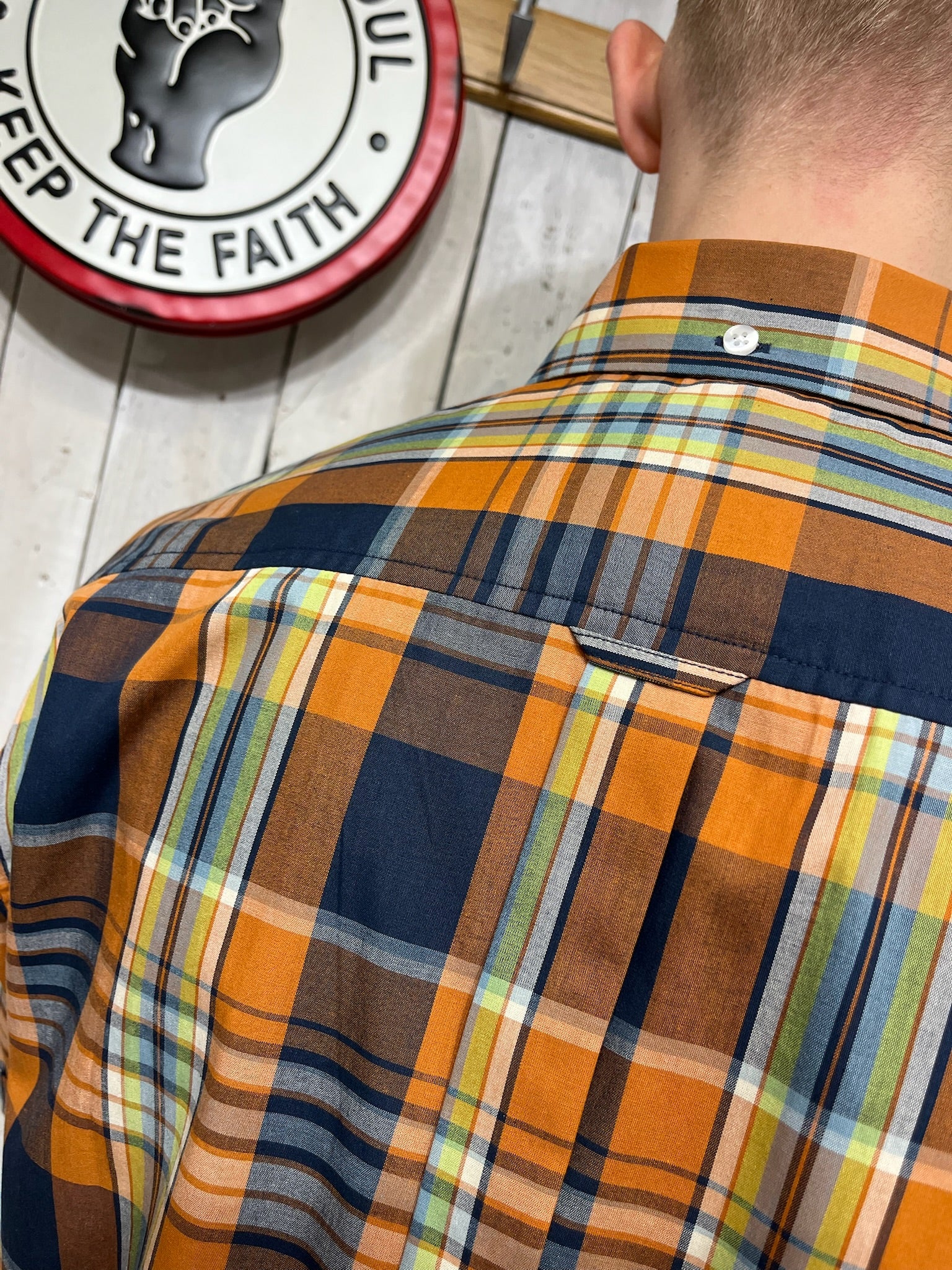 Relco Check Shirt - NEW SS26 - Navy / Orange - Image 5