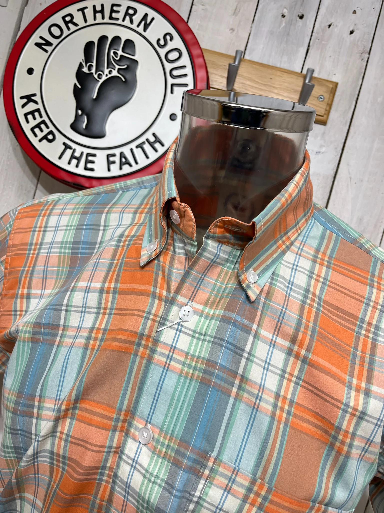 Relco Check Shirt - Orange / Blue - Image 2
