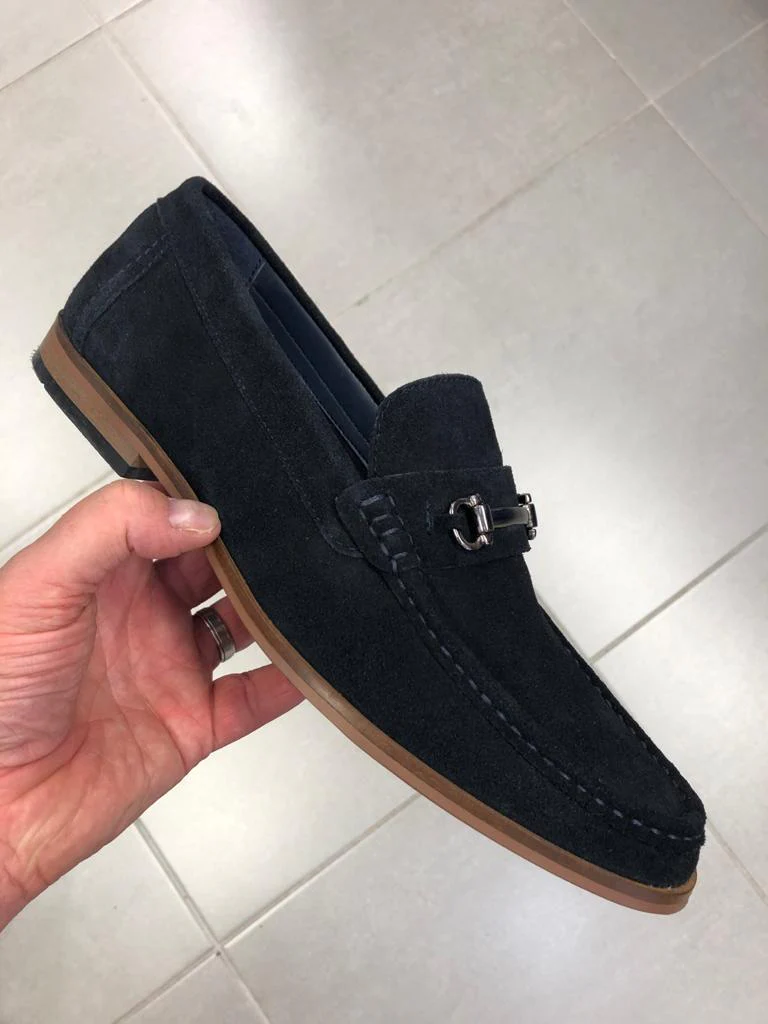 Suede Bar Top Loafer - Navy - Image 3