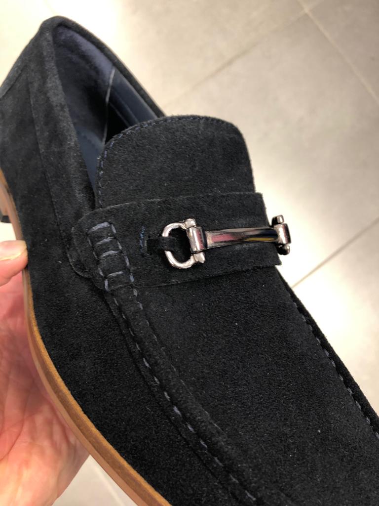Suede Bar Top Loafer - Navy - Image 5