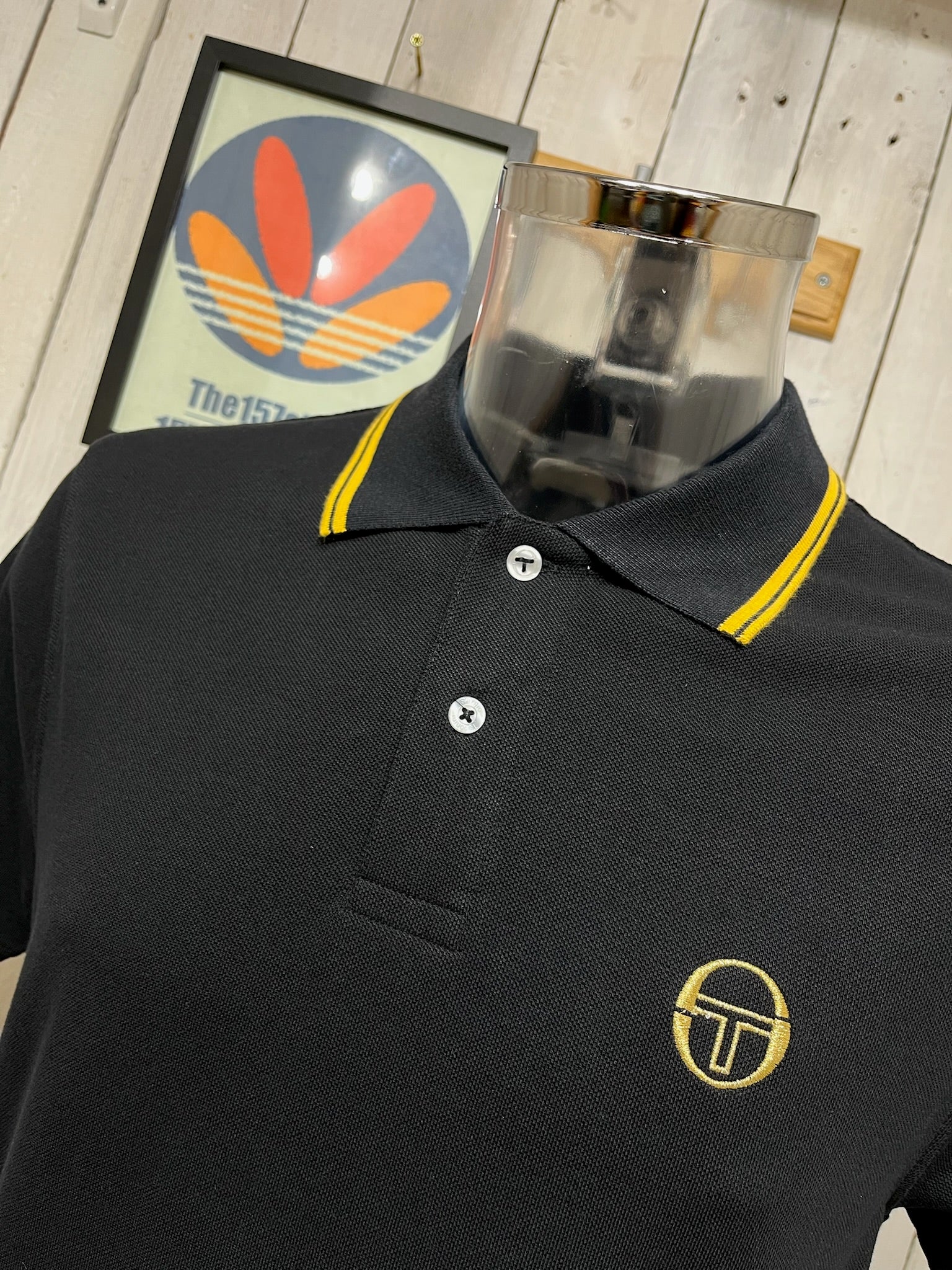 Sergio Tacchini 020 Tipped Polo - Black / Old Gold - Image 2