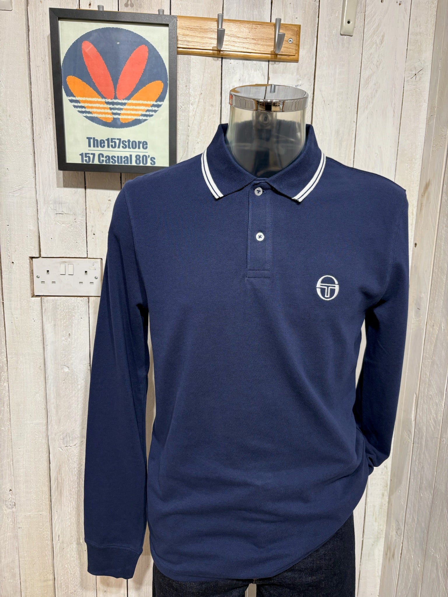 Sergio Tacchini 020 Tipped Polo Long Sleeve (White Badge)- Maritime Blue