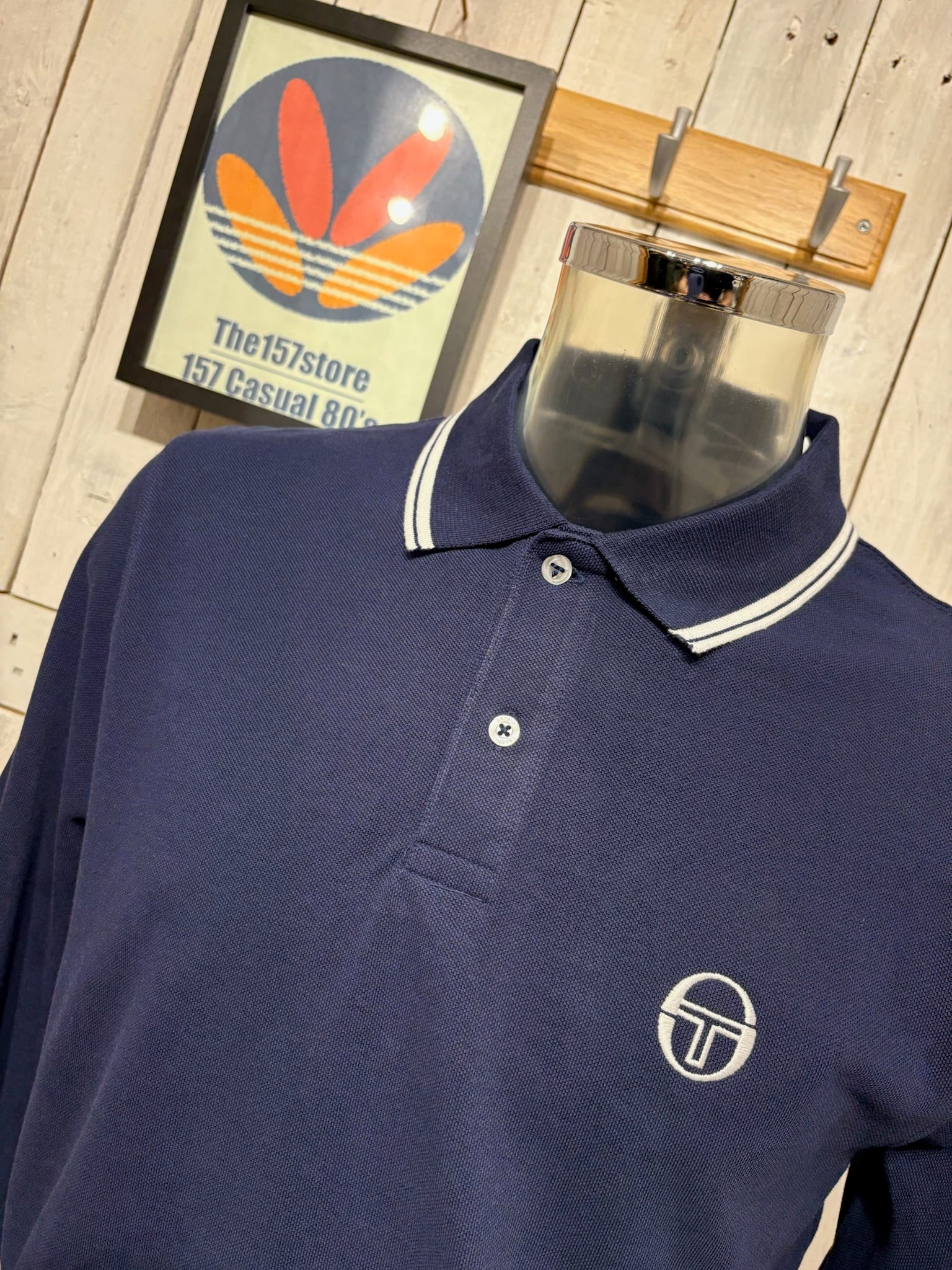 Sergio Tacchini 020 Tipped Polo Long Sleeve (White Badge)- Maritime Blue - Image 2