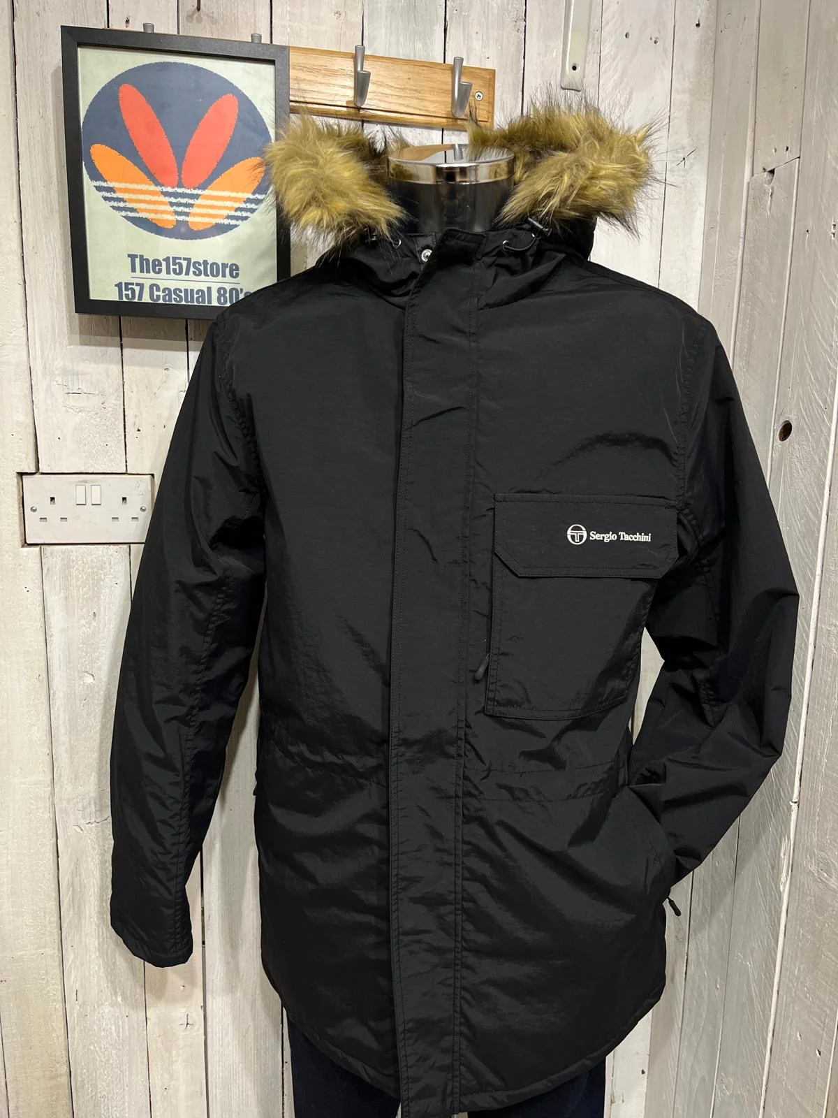 Sergio Tacchini Budge Parka Coat - Black (Detachable Fur) - Image 5