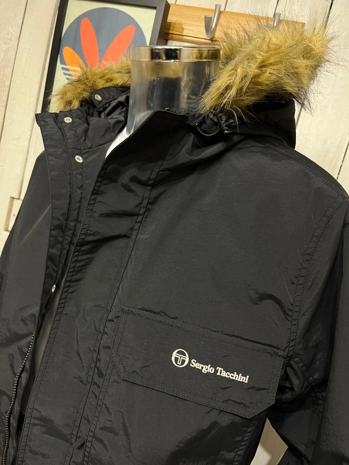 Sergio Tacchini Budge Parka Coat - Black (Detachable Fur) - Image 9